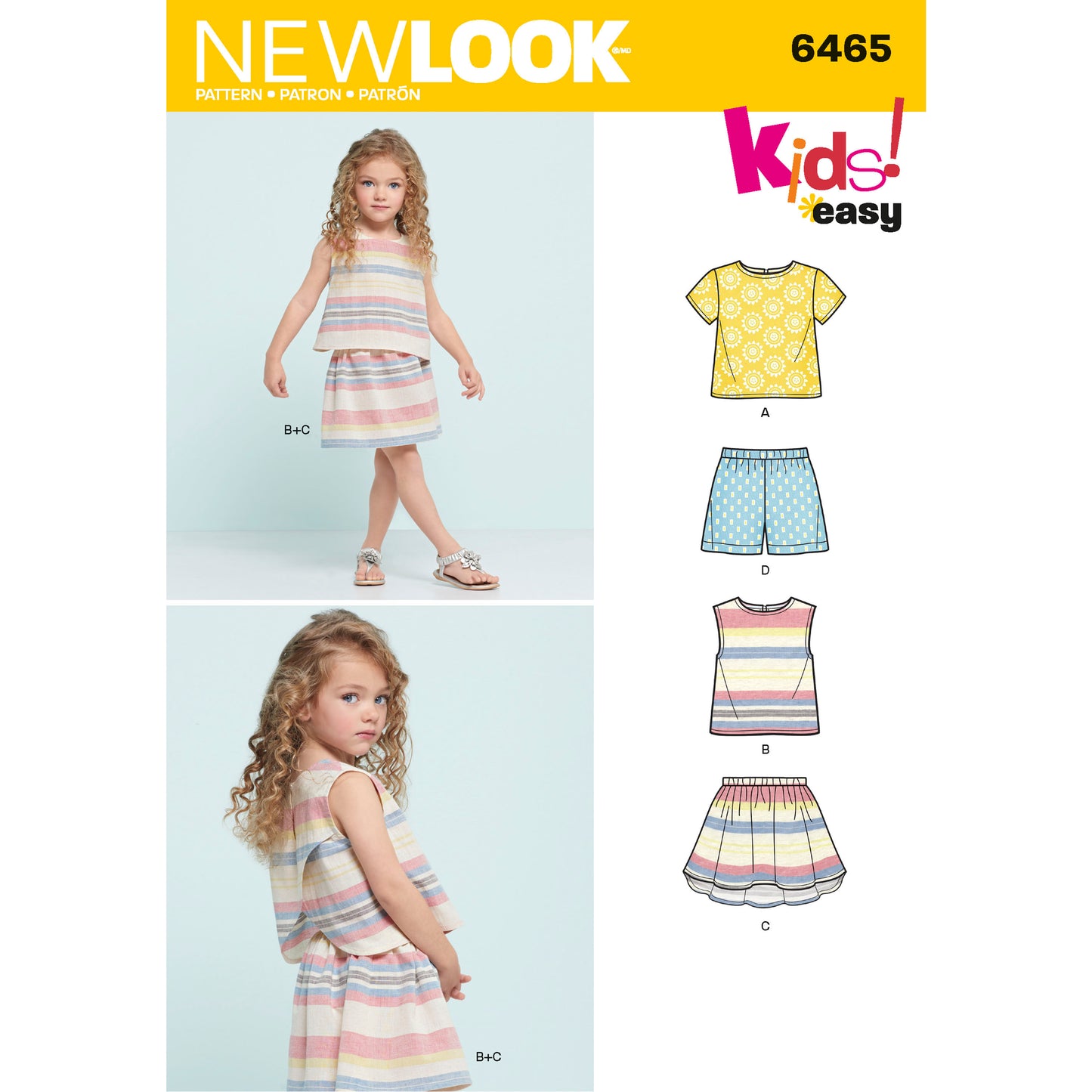 Symønster New Look 6465 - Top Nederdel Shorts - Pige | Billede 7