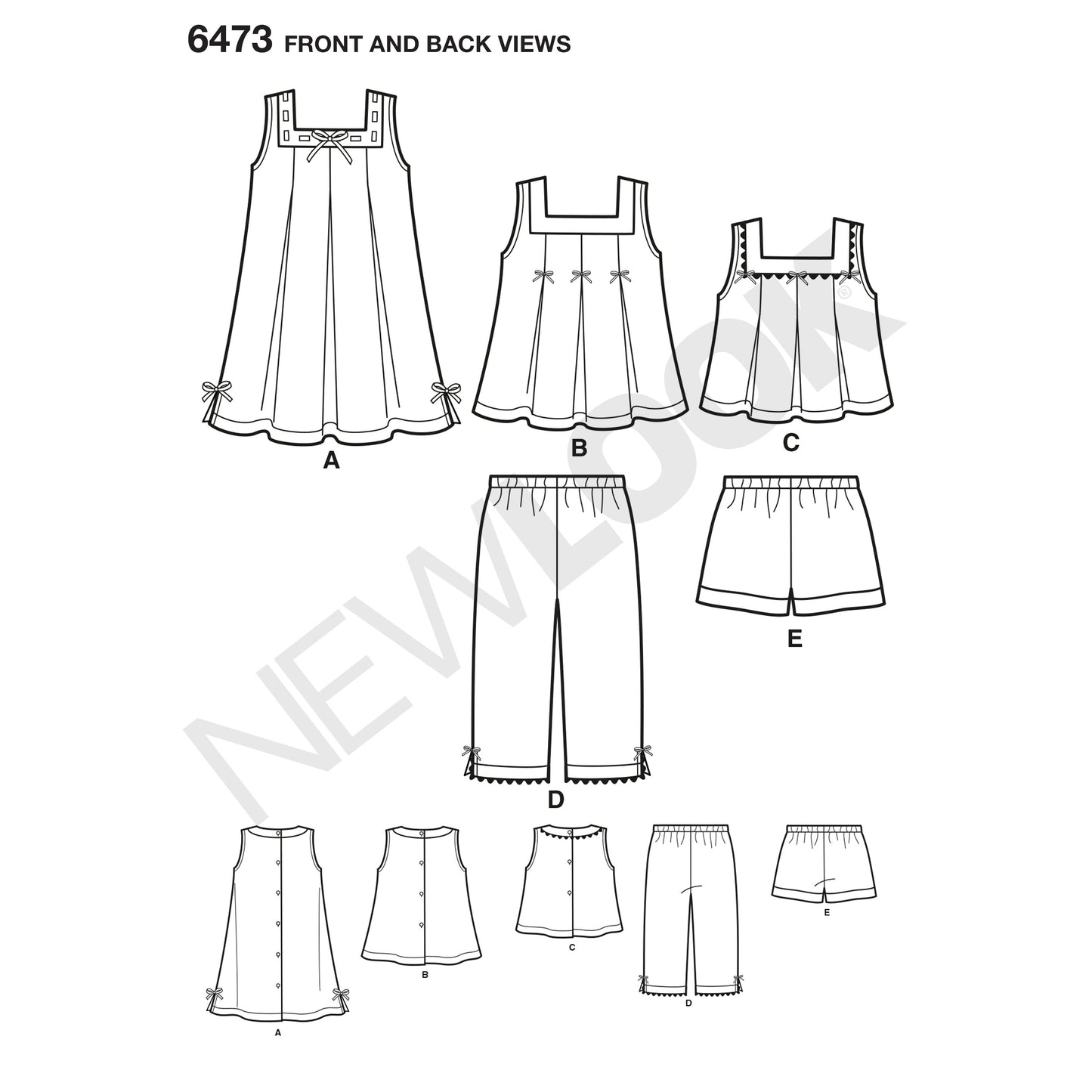 Symønster New Look 6473 - Kjole Top Bukser Shorts - Baby Pige | Billede 4