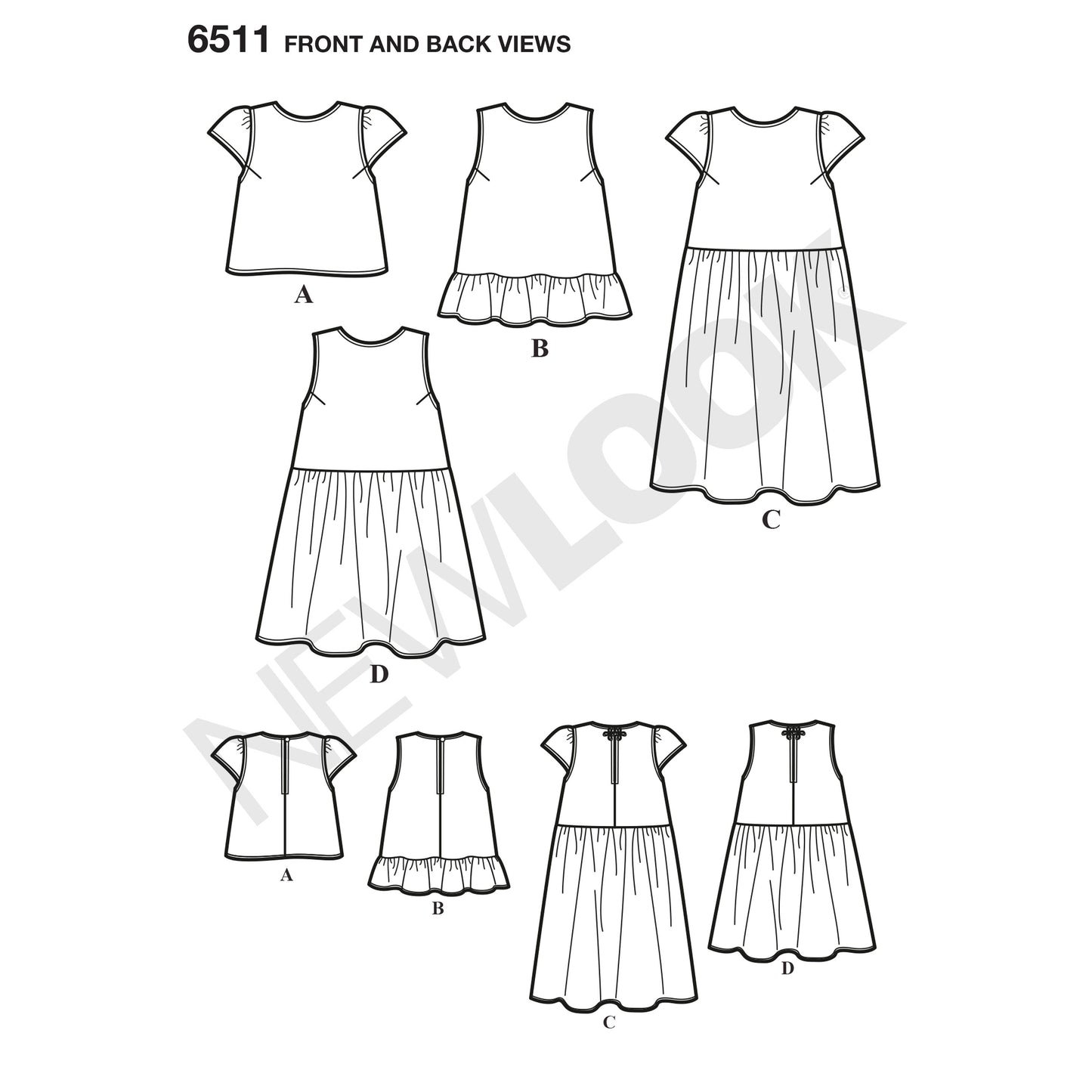 Symønster New Look 6511 - Kjole Top Tunika - Dame | Billede 7