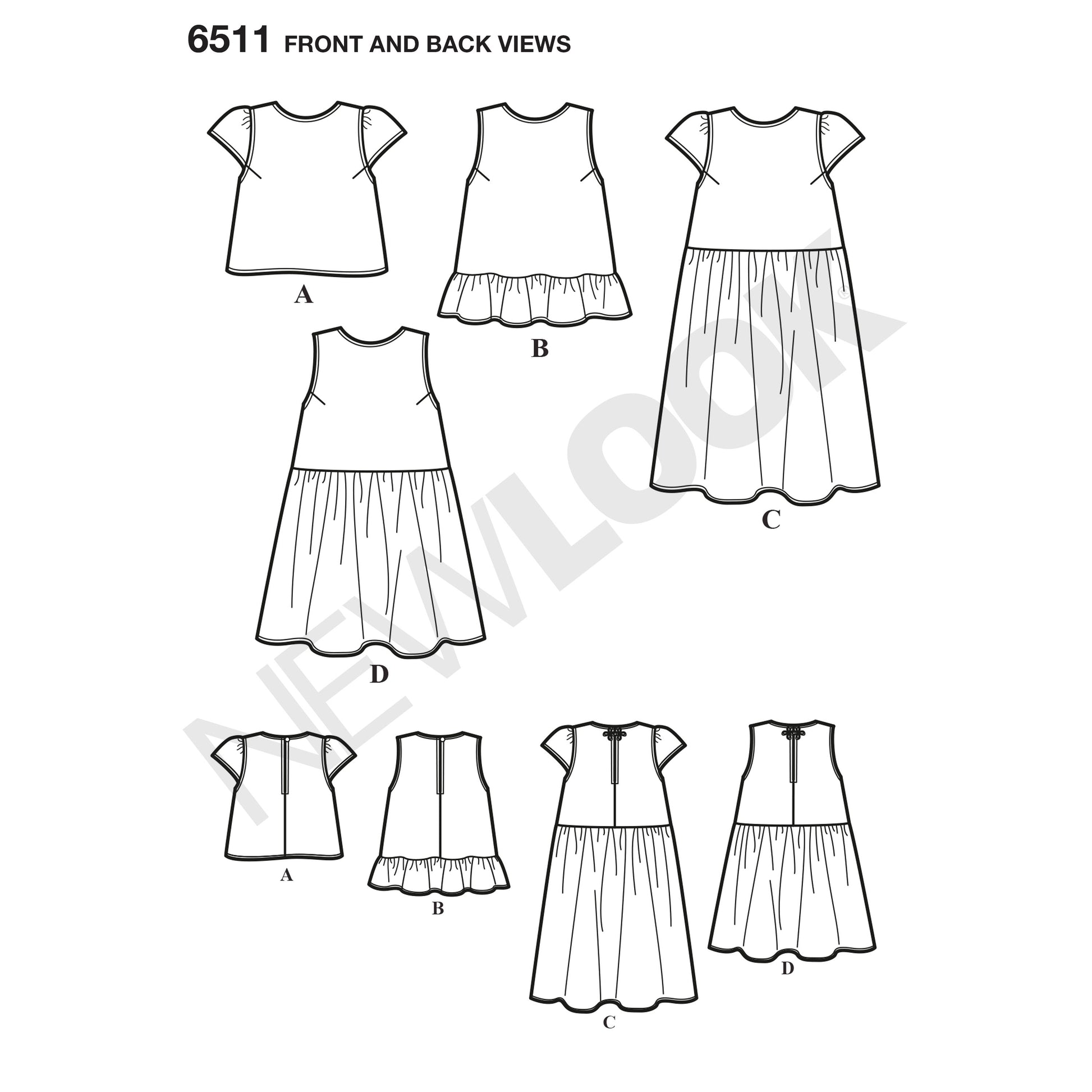Symønster New Look 6511 - Kjole Top Tunika - Dame | Billede 7