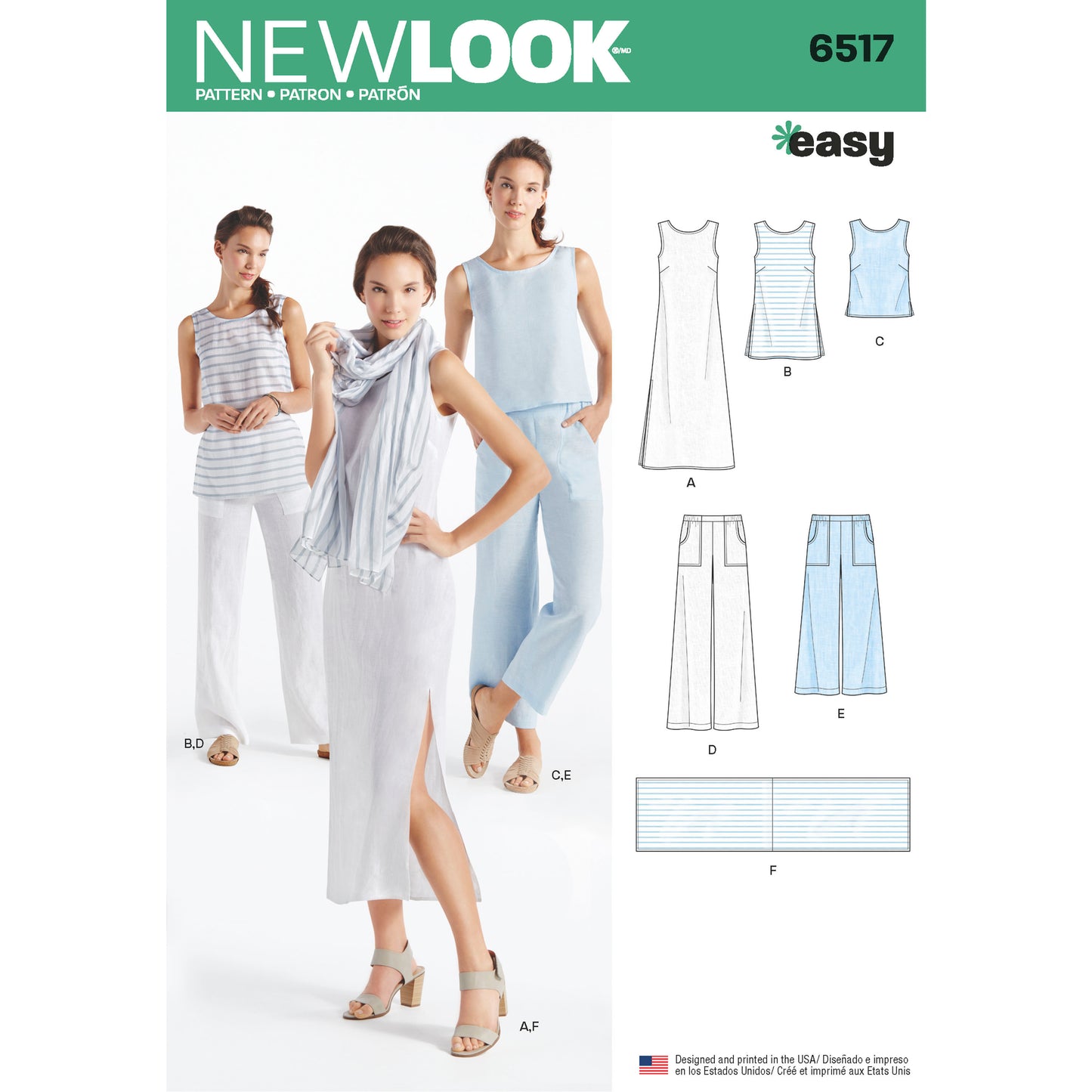 Symønster New Look 6517 - Kjole Top Tunika Bukser - Dame | Billede 9