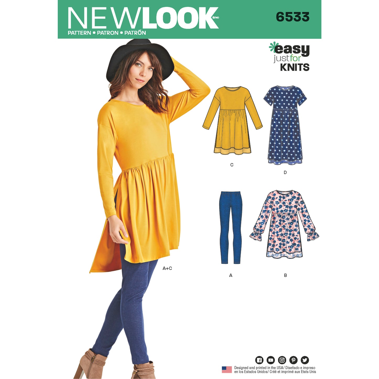 Symønster New Look 6533 - Kjole Top Tunika Bukser - Dame | Billede 8