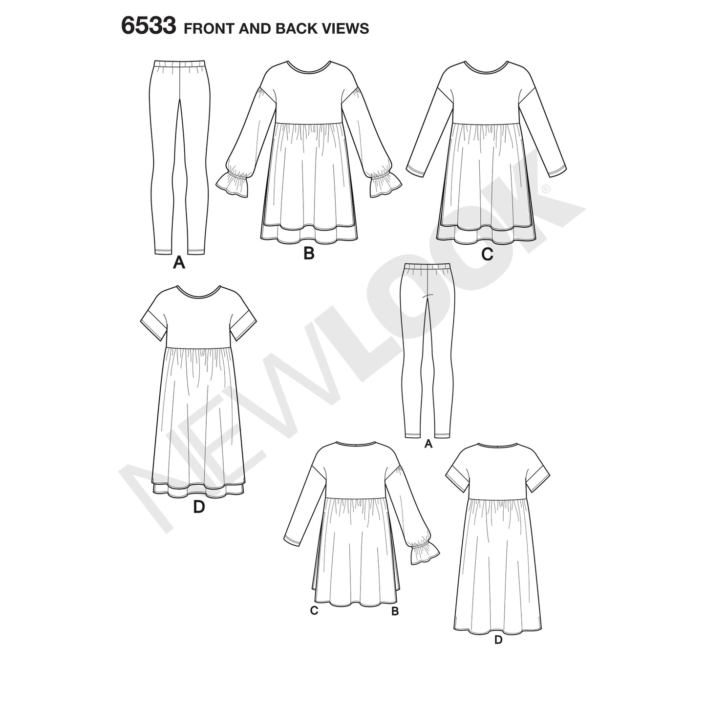 Symønster New Look 6533 - Kjole Top Tunika Bukser - Dame | Billede 9