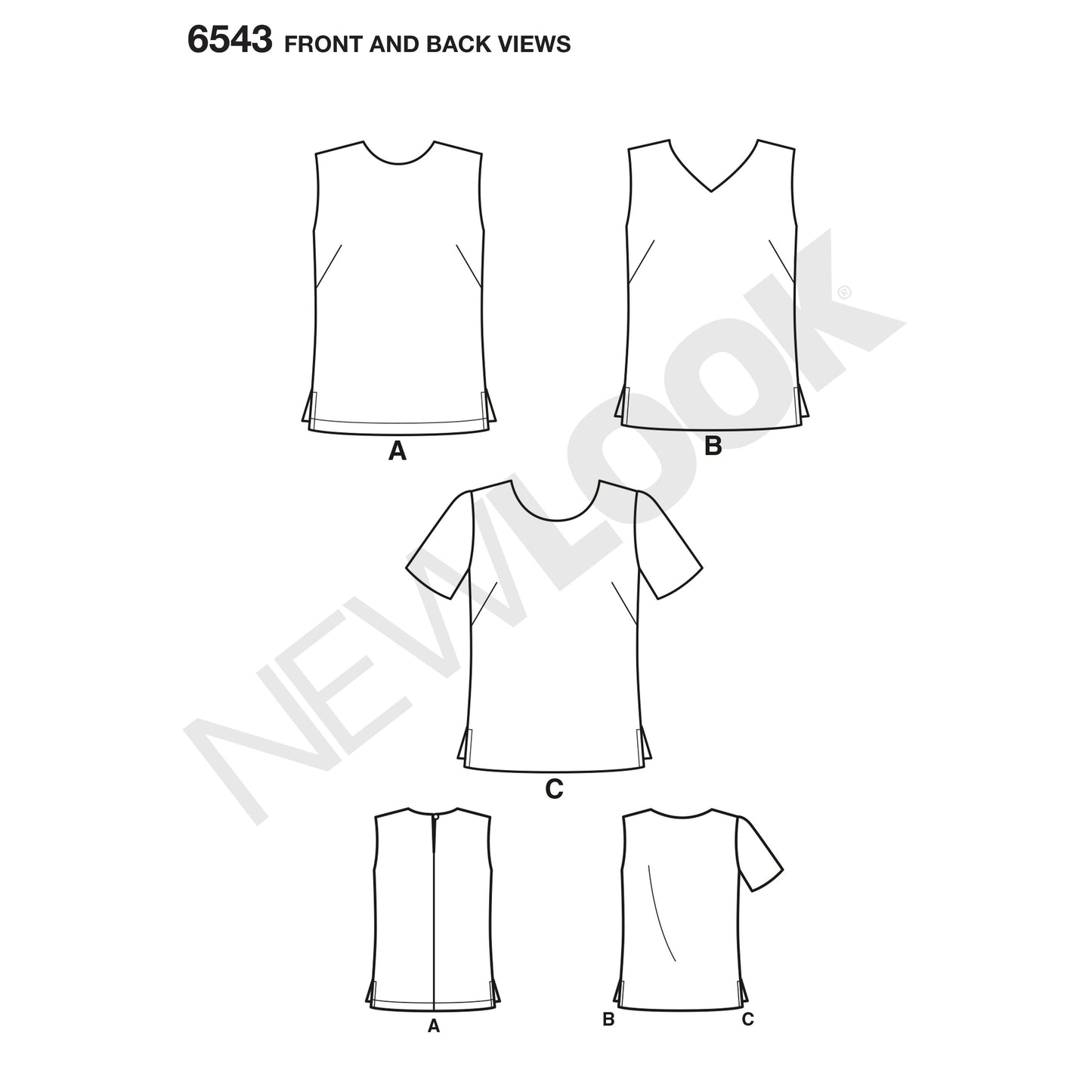 Symønster New Look 6543 - Top - Dame | Billede 5