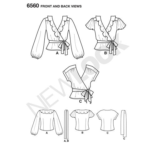 Symønster New Look 6560 - Top Skjorte - Dame | Billede 6