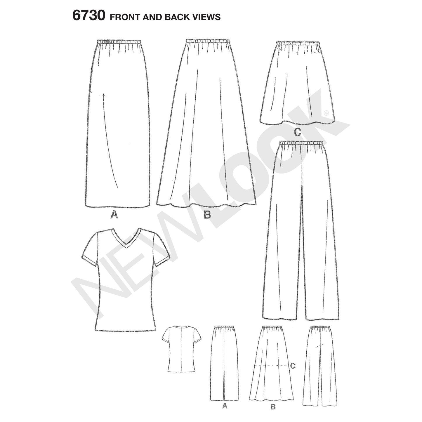 Symønster New Look 6730 - Top Bukser Nederdel - Dame | Billede 5