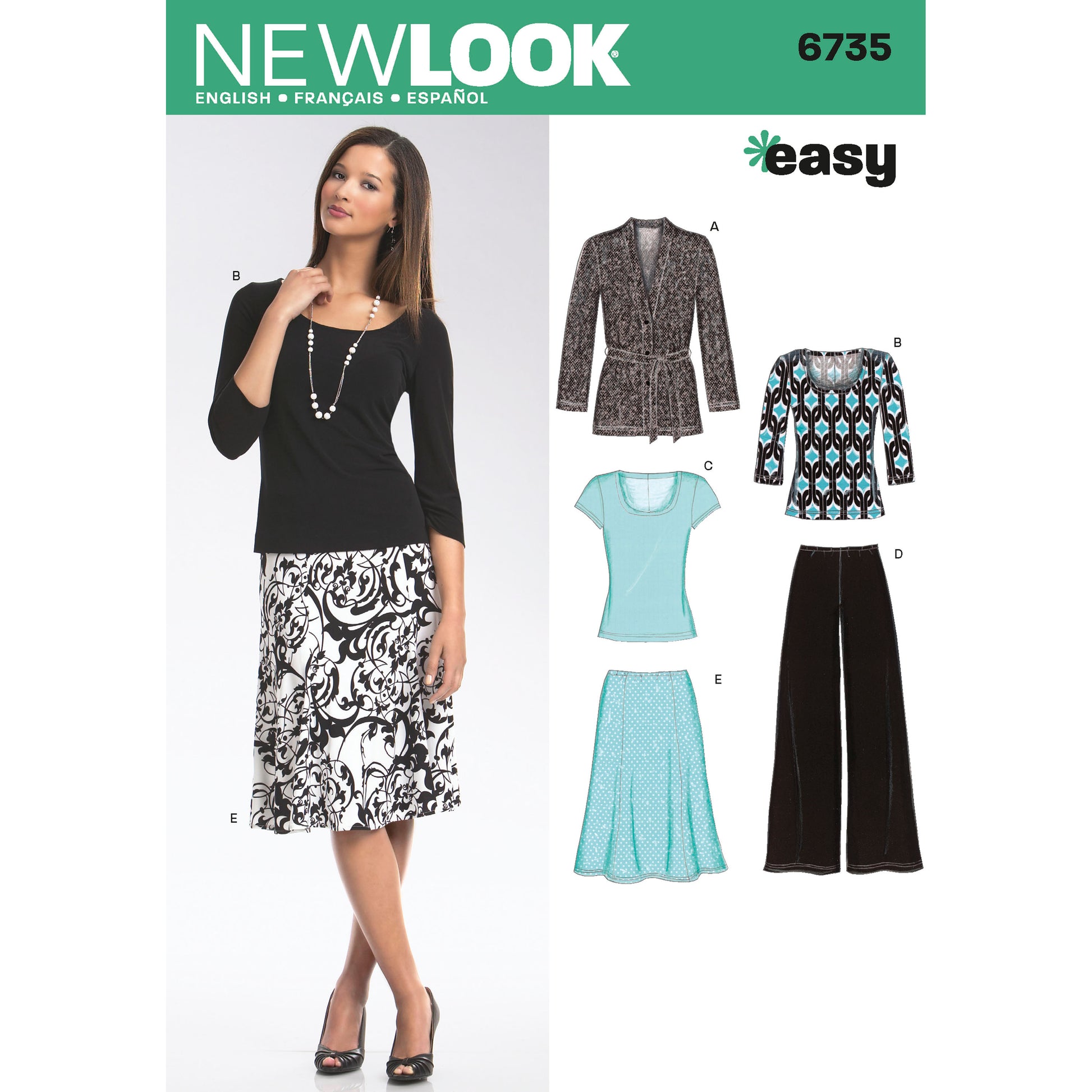 Symønster New Look 6735 - Top Bukser Nederdel - Dame | Billede 5