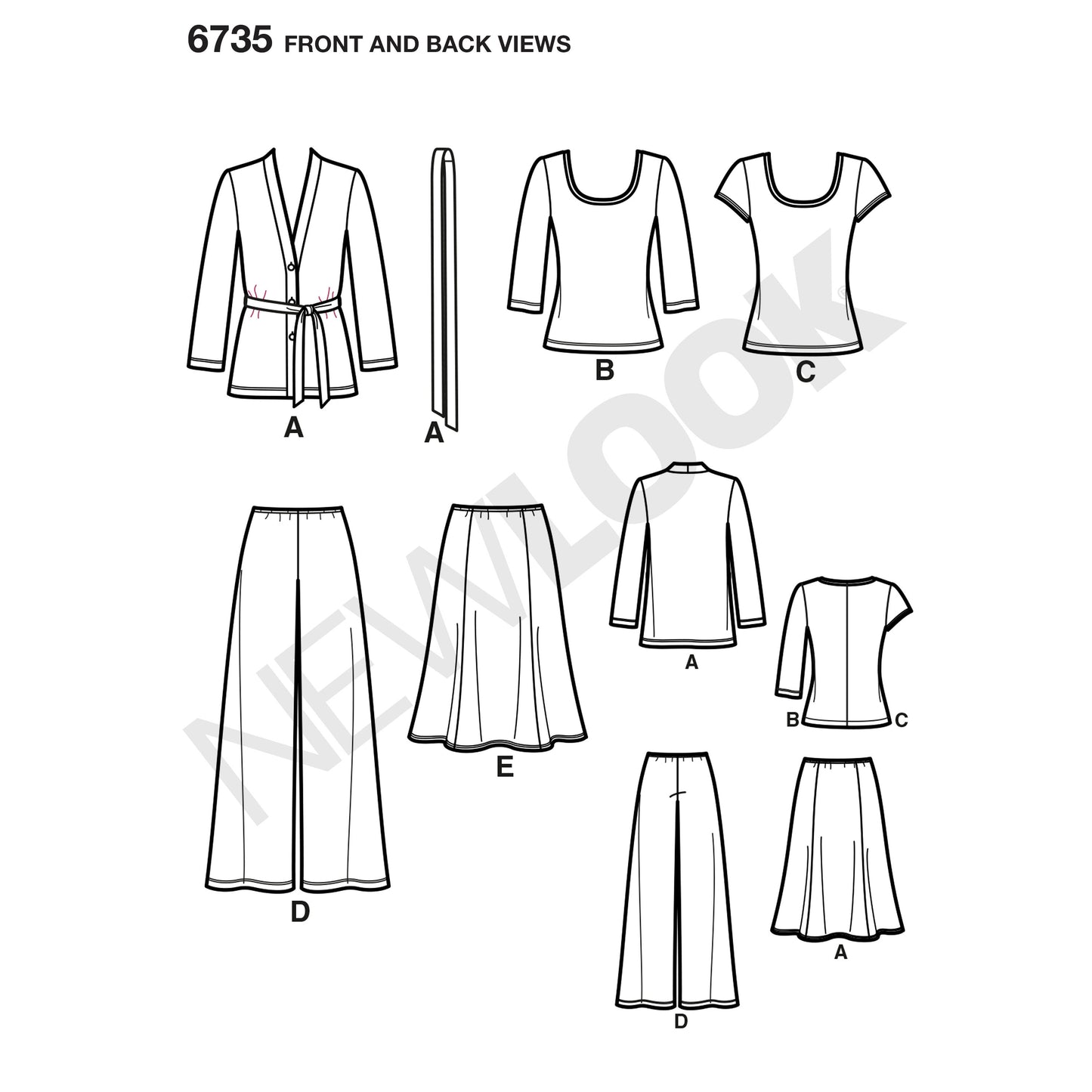 Symønster New Look 6735 - Top Bukser Nederdel - Dame | Billede 6