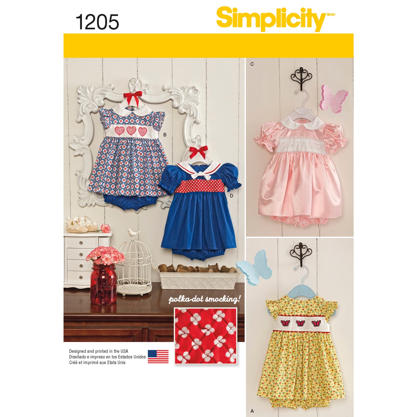 Symønster Simplicity 1205 - Kjole - Baby | Billede 6