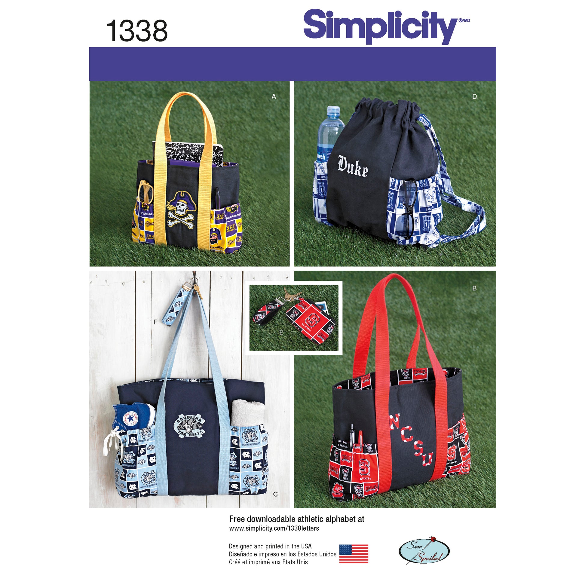 Symønster Simplicity 1338 - Tote Bags in Three Sizes, Backpack and Coin Purse | Billede 7