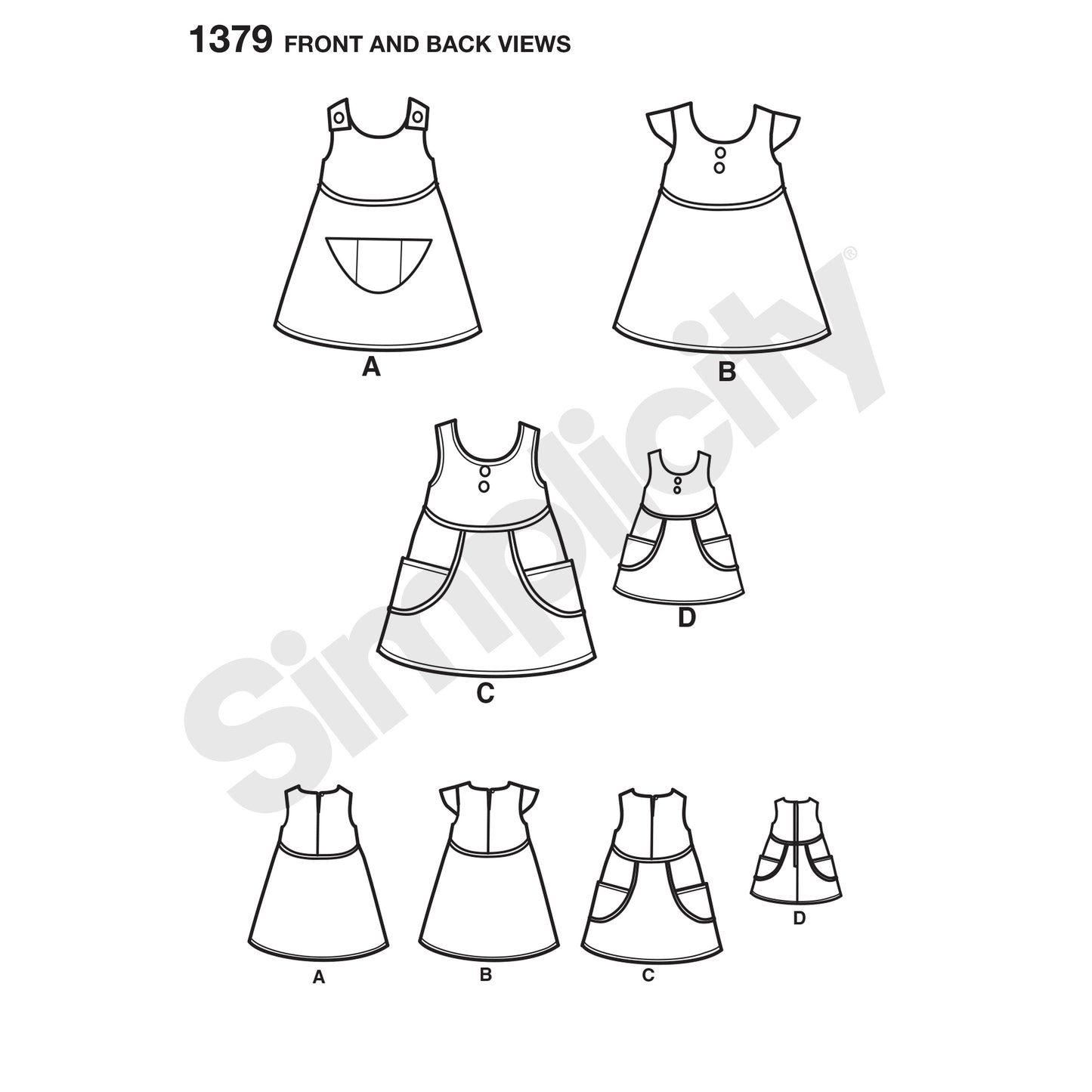 Symønster Simplicity 1379 - Kjole - Dame - Dukketøj | Billede 6