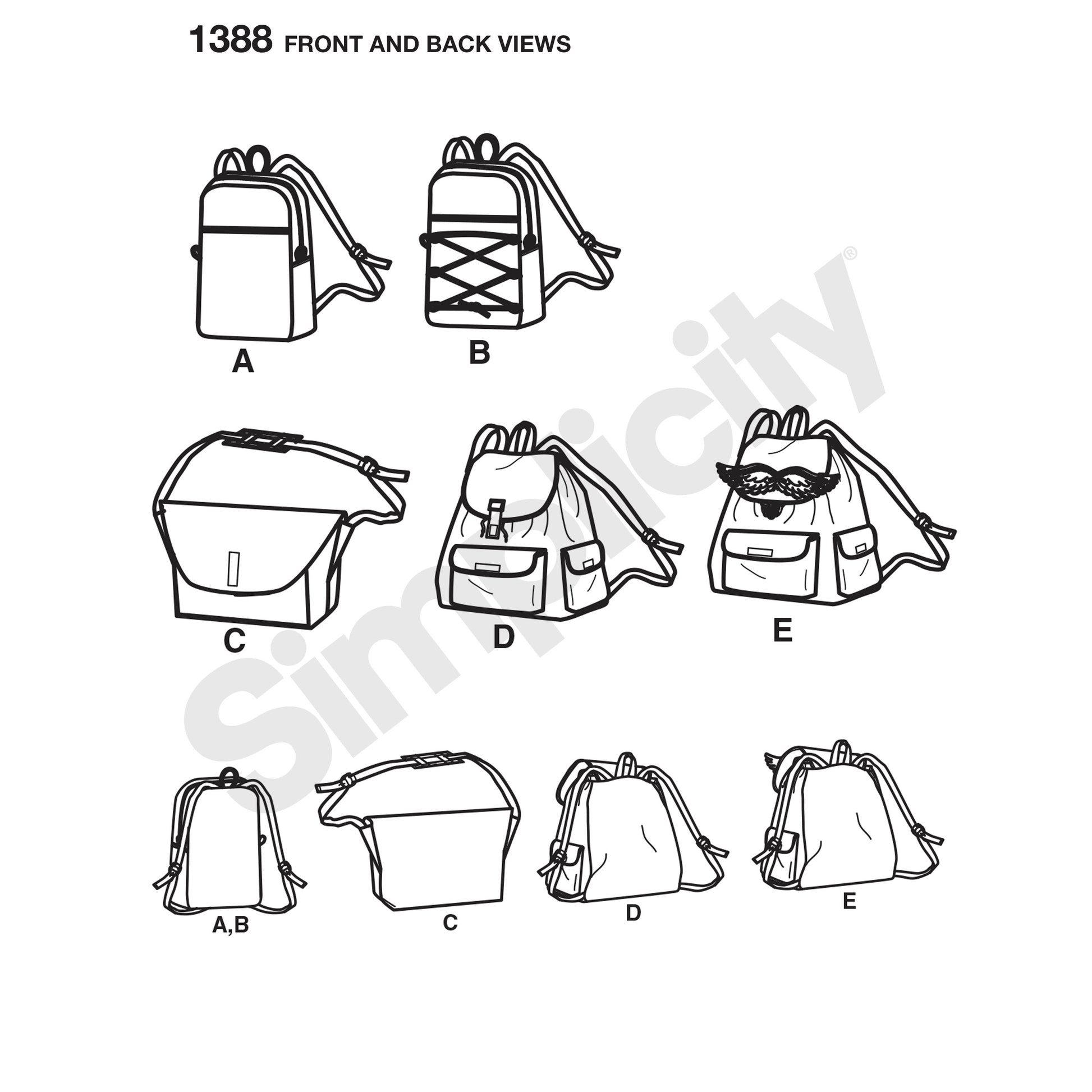 Symønster Simplicity 1388 - Backpacks and Messenger Bag | Billede 10