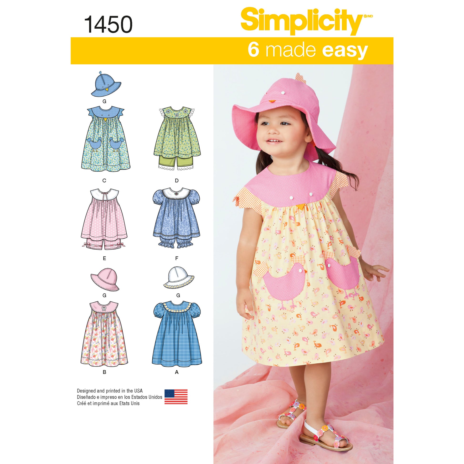 Symønster Simplicity 1450 - Kjole Top - Baby - Hat | Billede 3