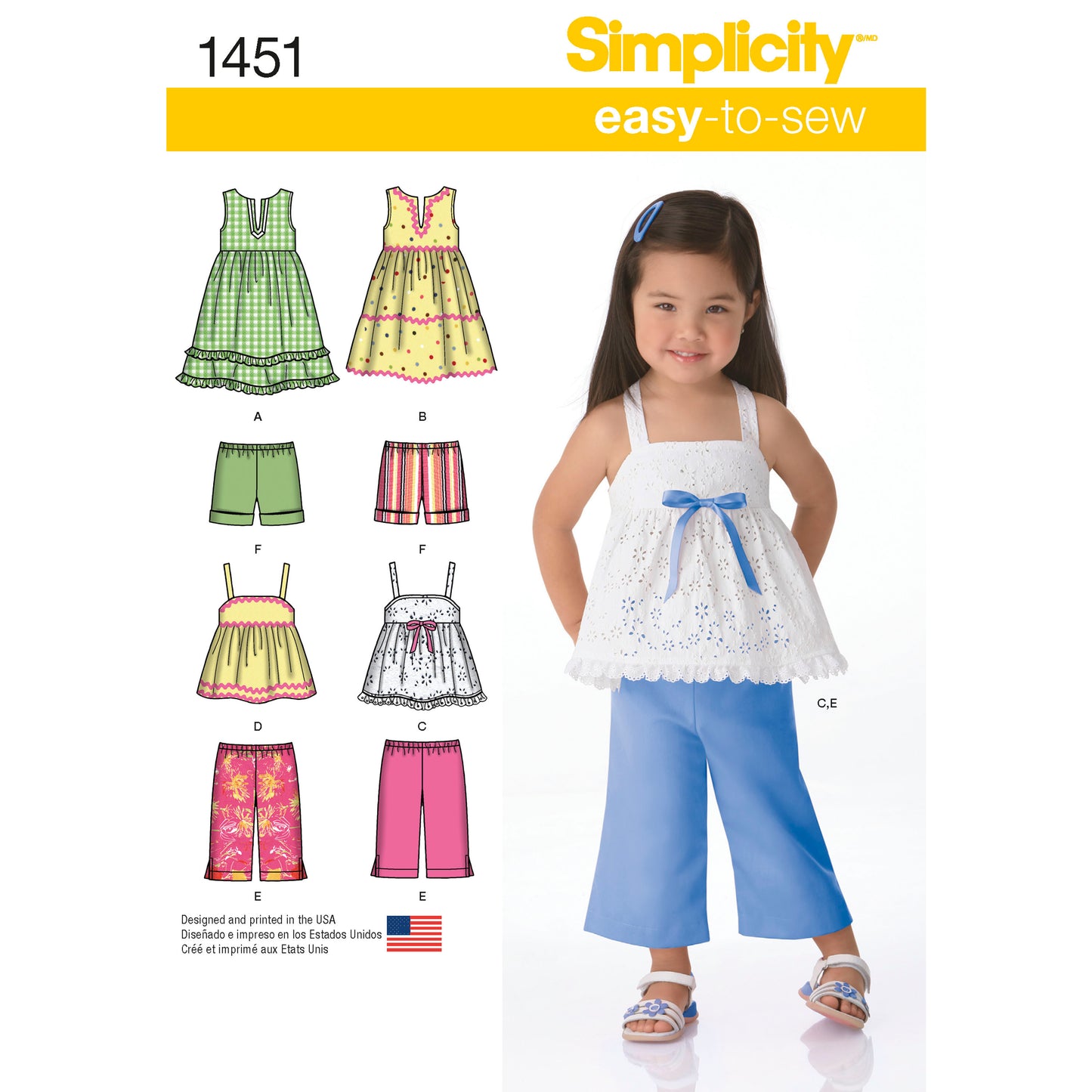Symønster Simplicity 1451 - Kjole Top Bukser Shorts - Baby | Billede 3