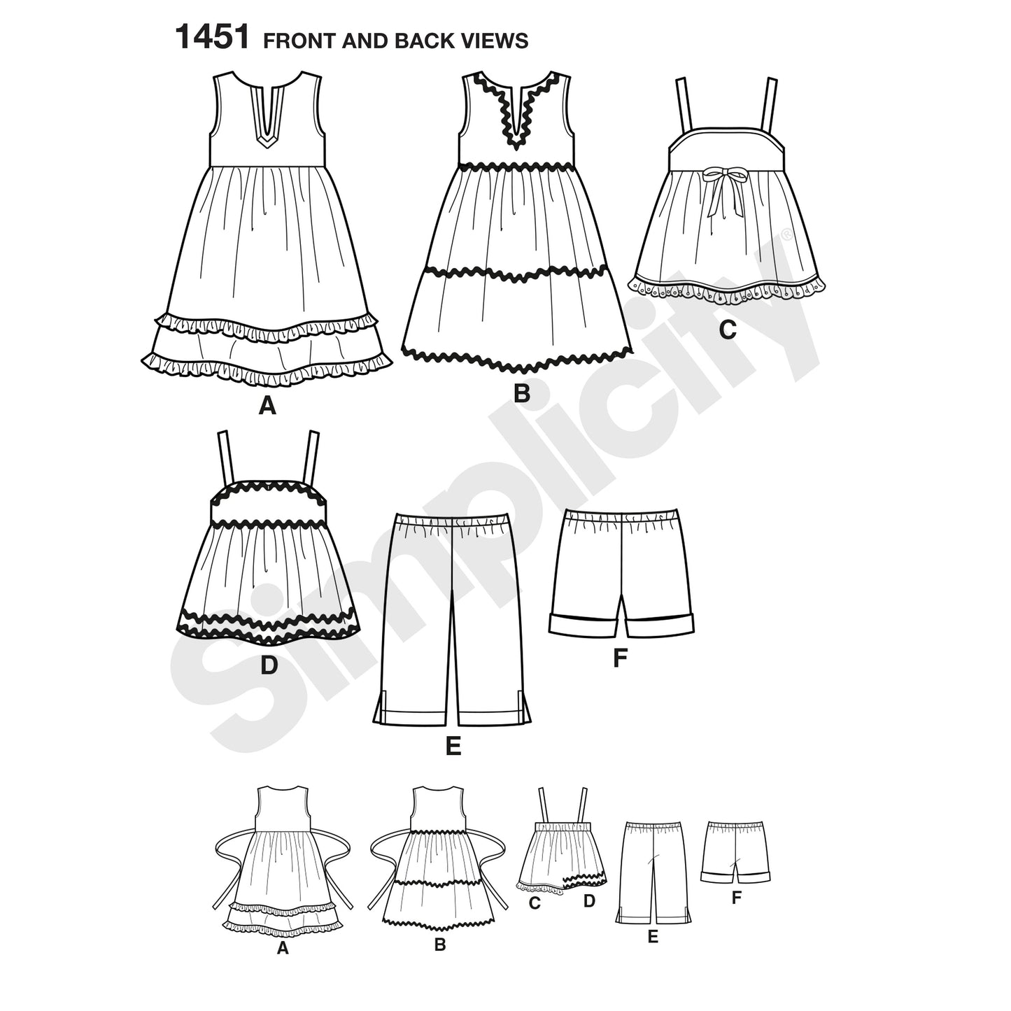 Symønster Simplicity 1451 - Kjole Top Bukser Shorts - Baby | Billede 4