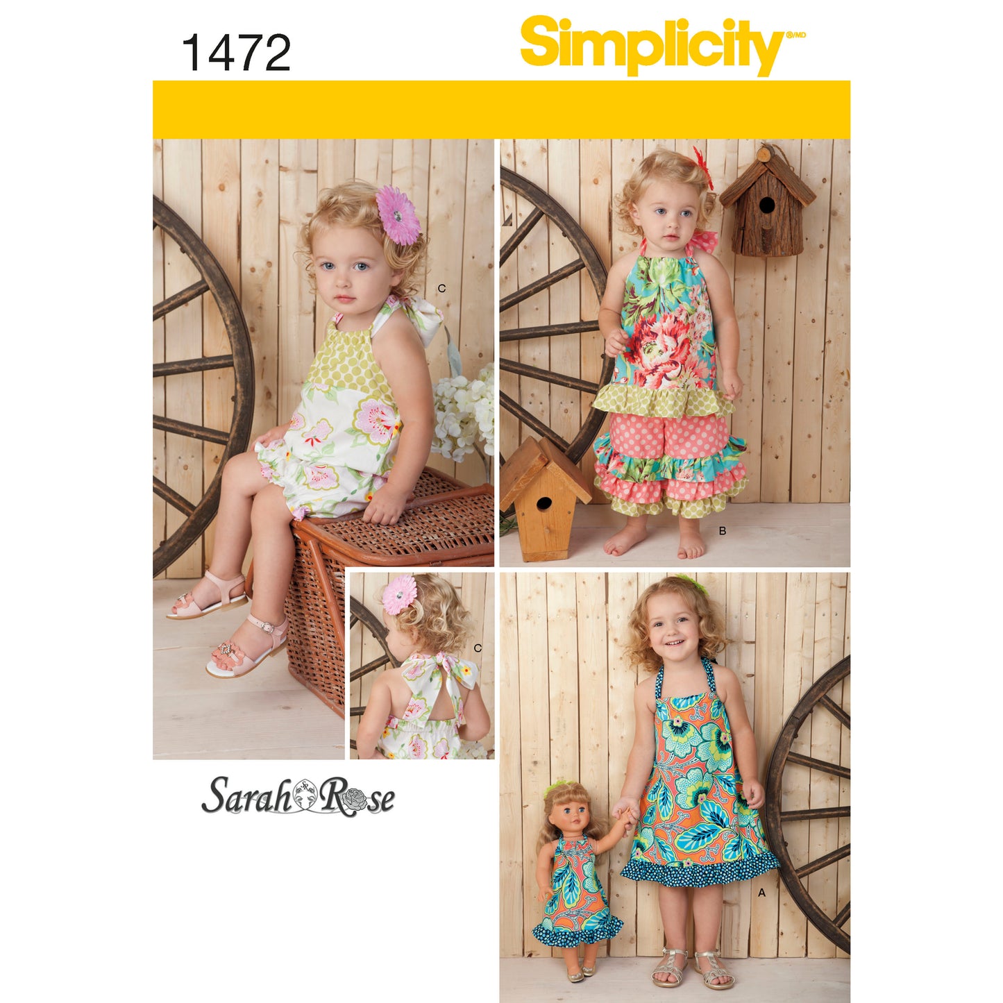 Symønster Simplicity 1472 - Kjole Top Bukser - Baby - Dukketøj | Billede 8