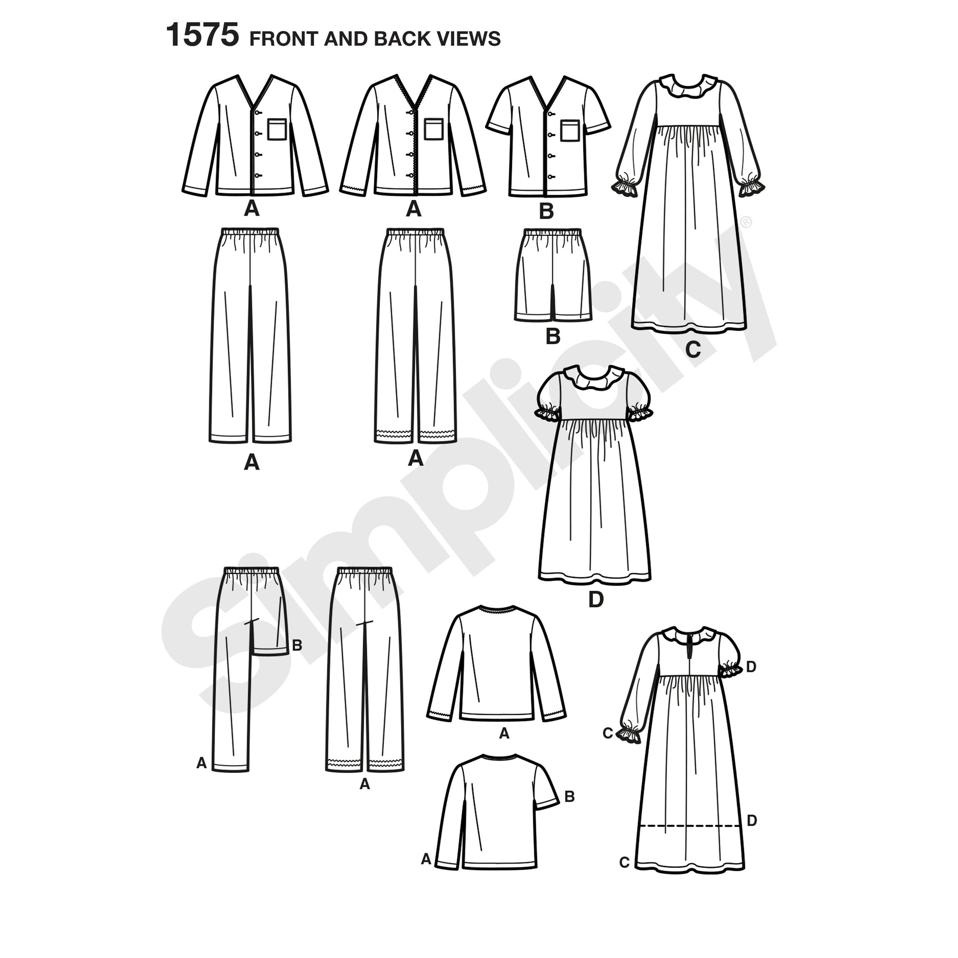 Symønster Simplicity 1575 - Bukser Skjorte Shorts - Pige Dreng - Hat | Billede 5