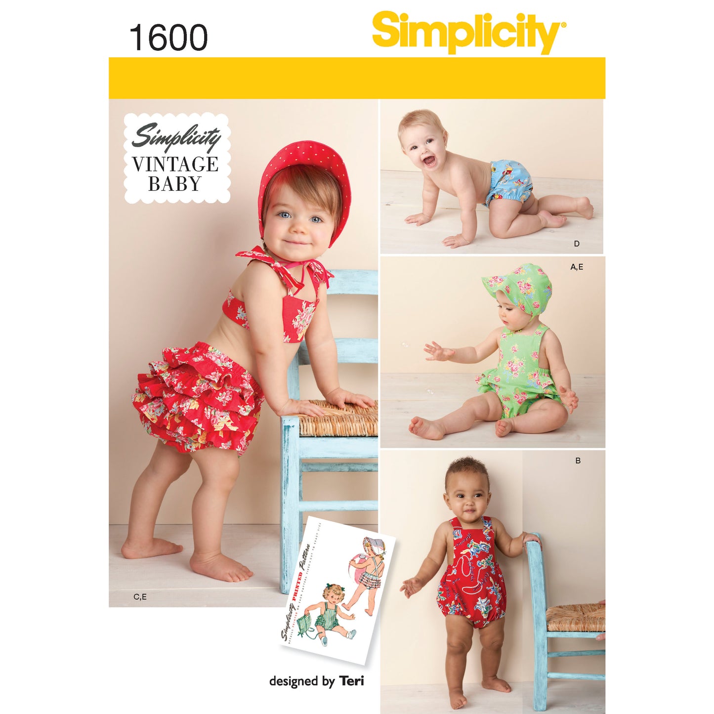 Symønster Simplicity 1600 - Badetøj Vintage - Baby - Svømme | Billede 7