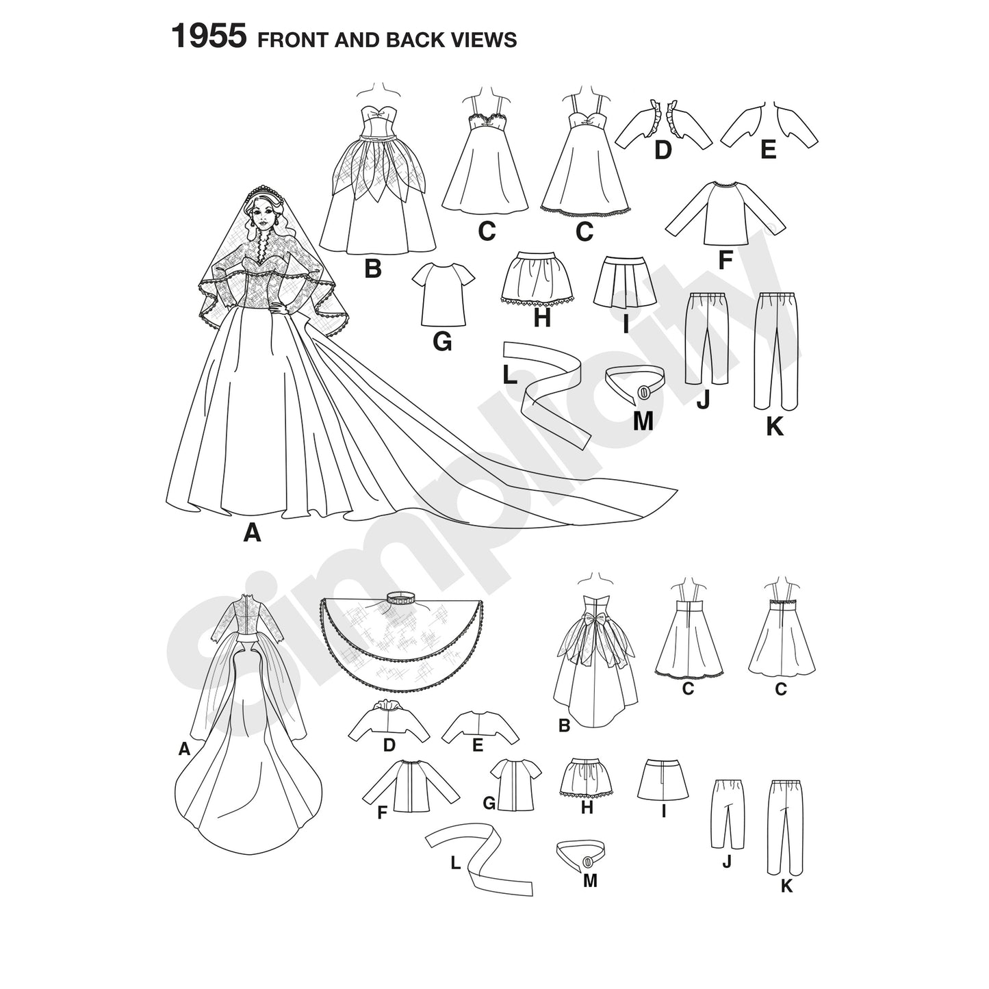 Symønster Simplicity 1955 - Dukketøj Indretning | Billede 9