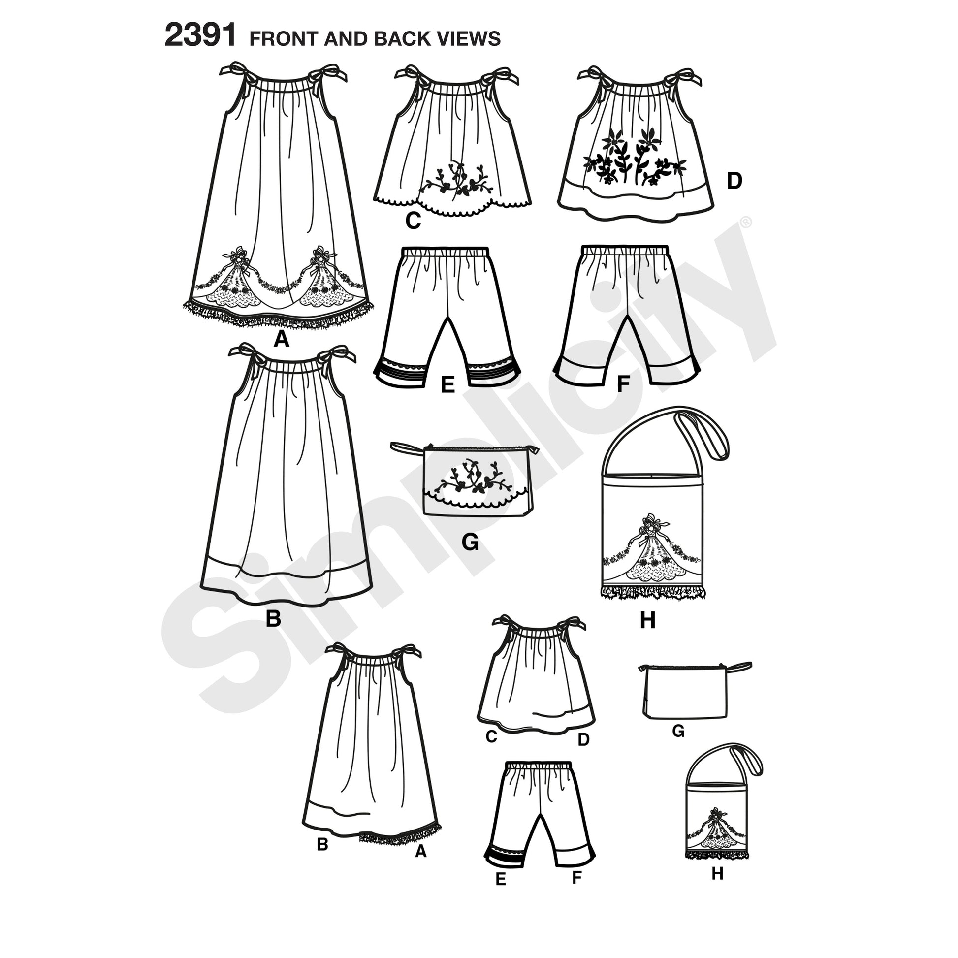 Symønster Simplicity 2391 - Kjole Top Bukser Vintage - Dame - Pude | Billede 7