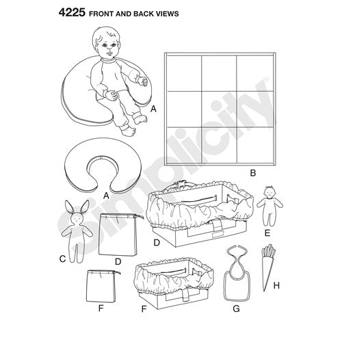 Symønster Simplicity 4225 - Baby - Pude Rekvisiter Dukketøj | Billede 10