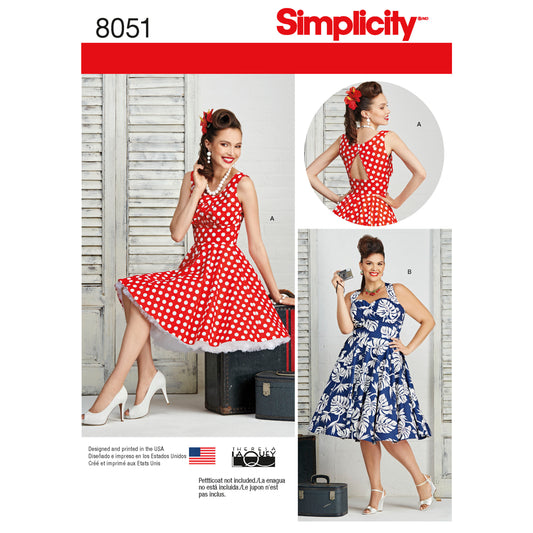 Symønster Simplicity 8051 - Kjole Nederdel - Dame - Hat | Billede 1