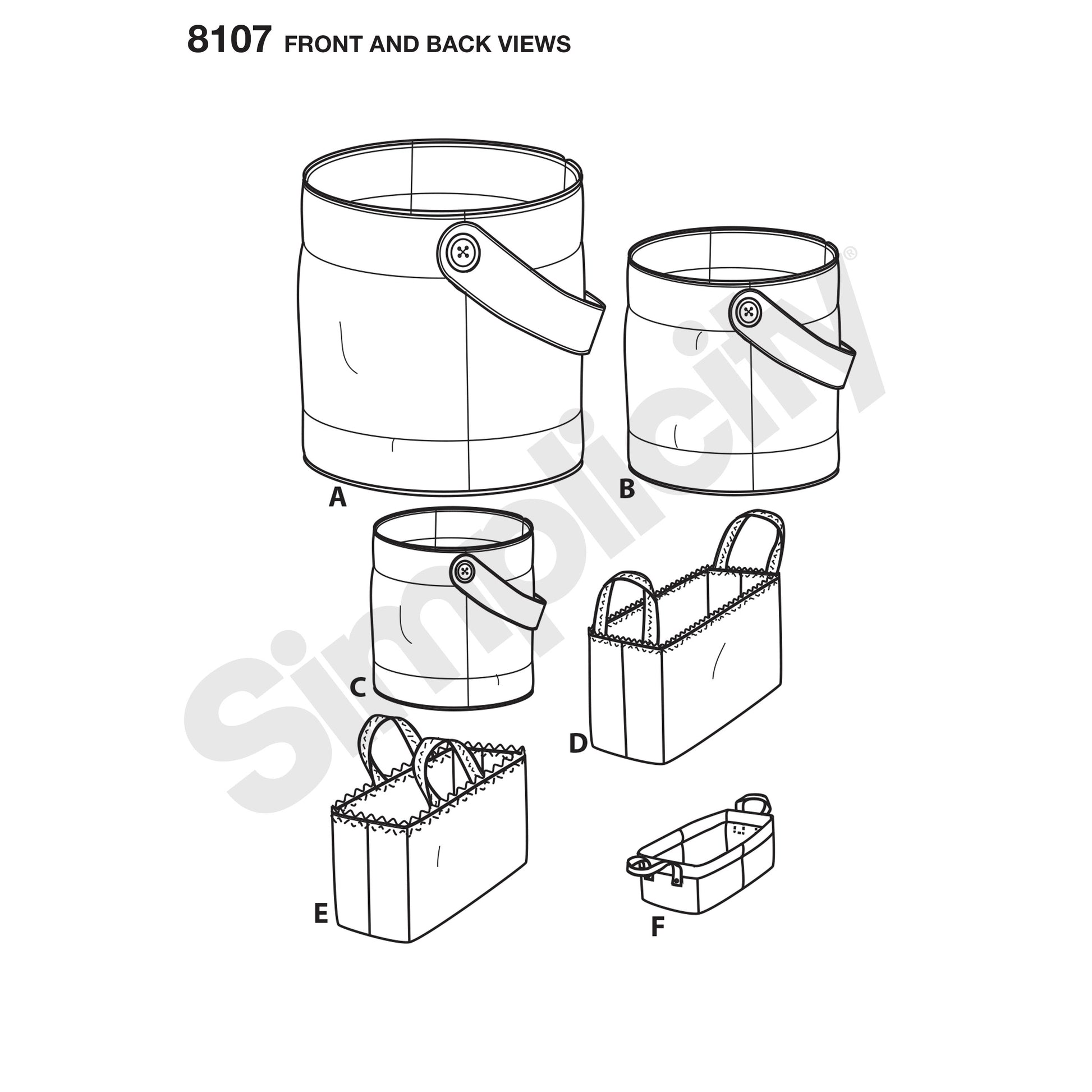 Symønster Simplicity 8107 - Bucket, Basket & Tote Organizers | Billede 8