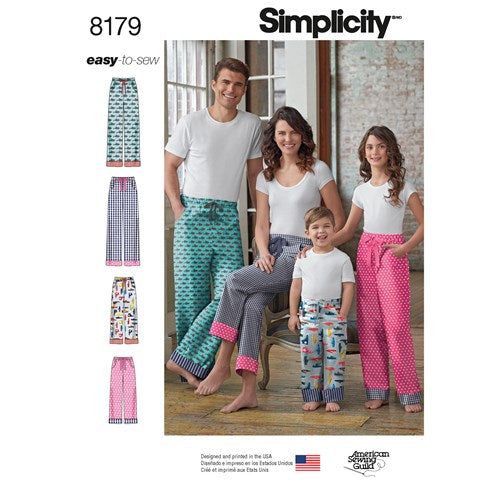 Symønster Simplicity 8179 - Bukser Pyjamas - Dame Herre Pige Dreng | Billede 4