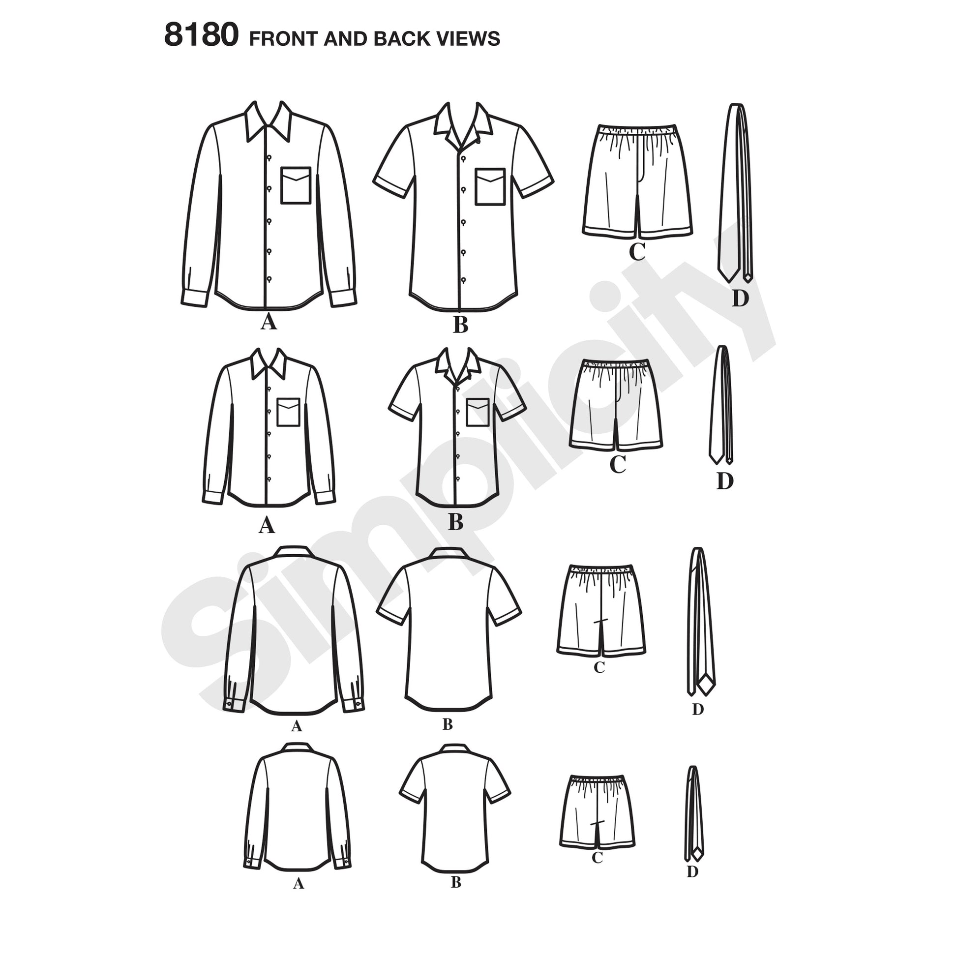 Symønster Simplicity 8180 - Skjorte Shorts - Dreng | Billede 5
