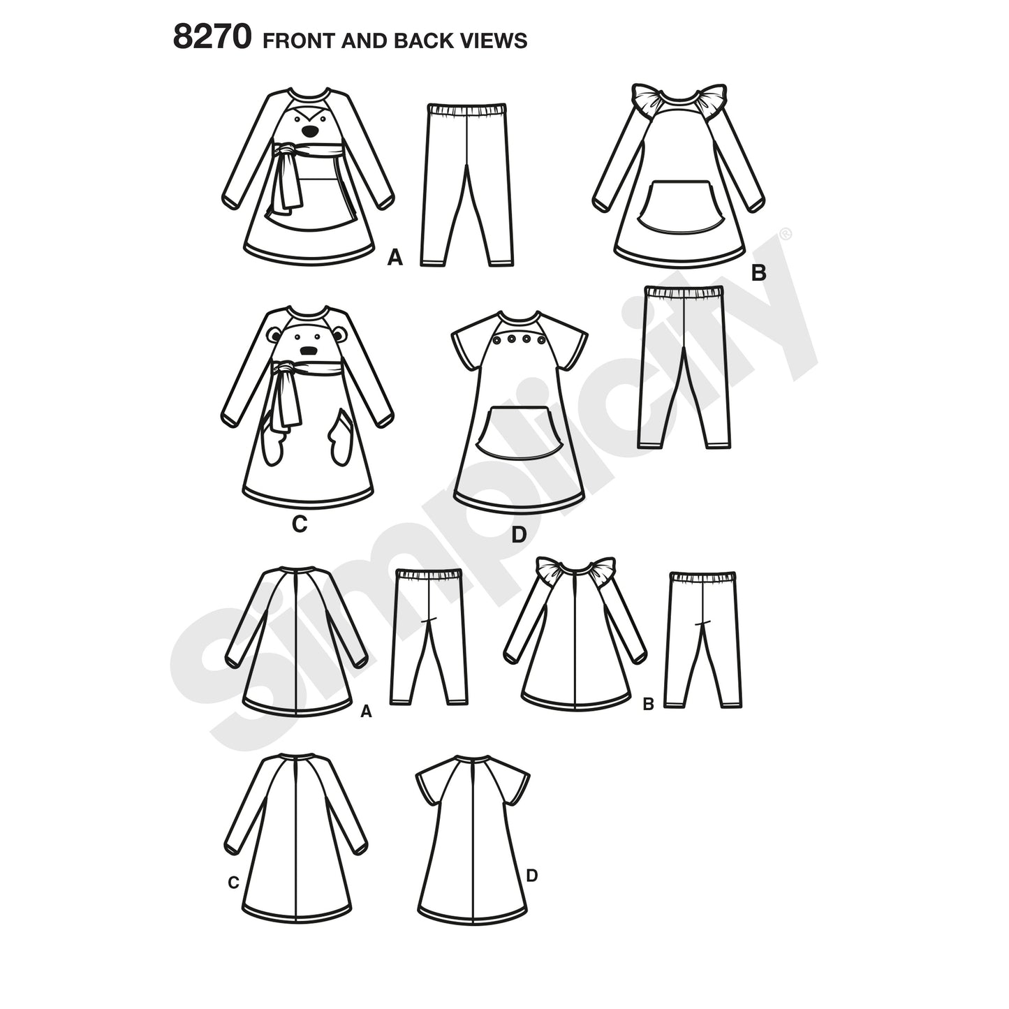 Symønster Simplicity 8270 - Kjole Tunika - Baby - Idræt | Billede 8