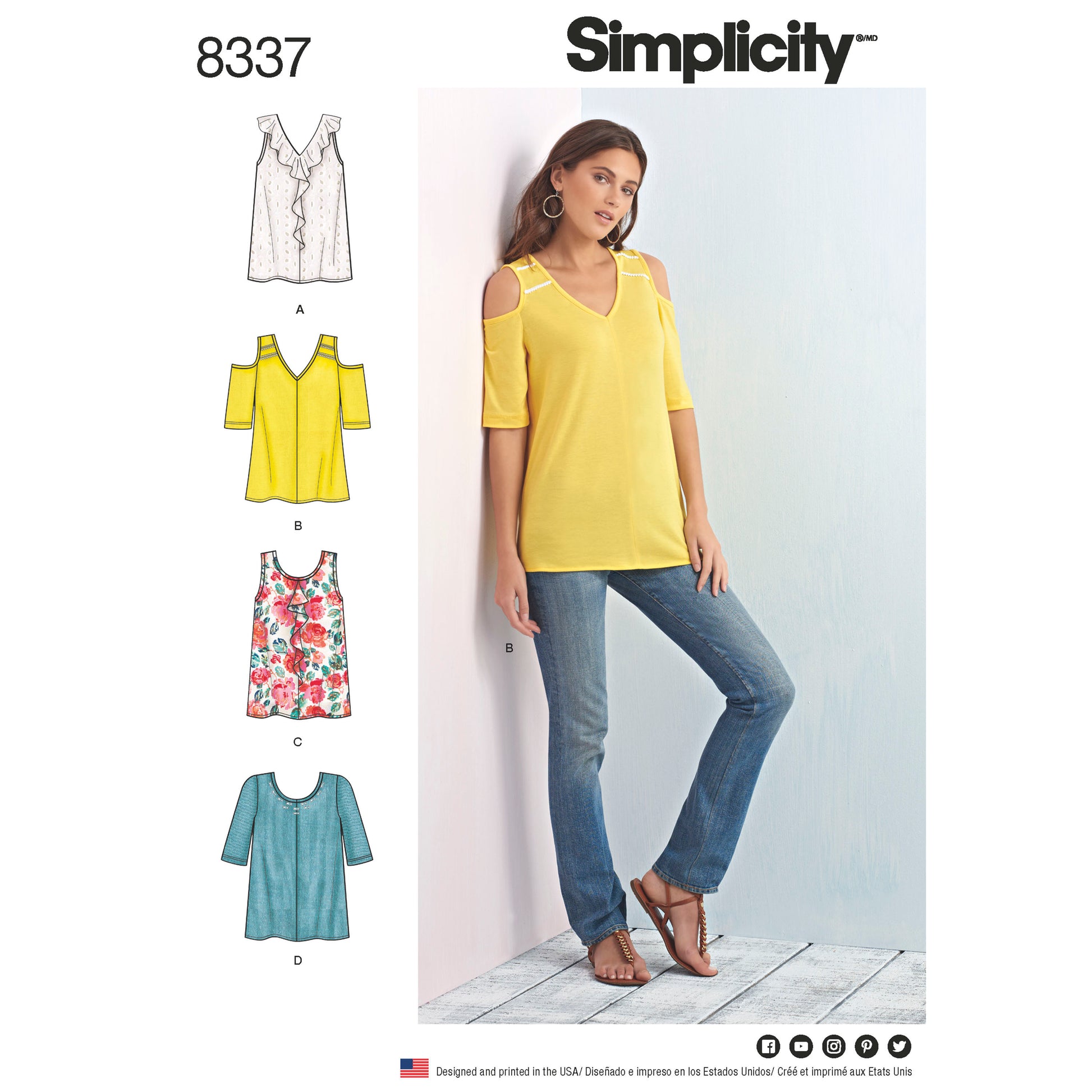 Symønster Simplicity 8337 - Top - Dame | Billede 1
