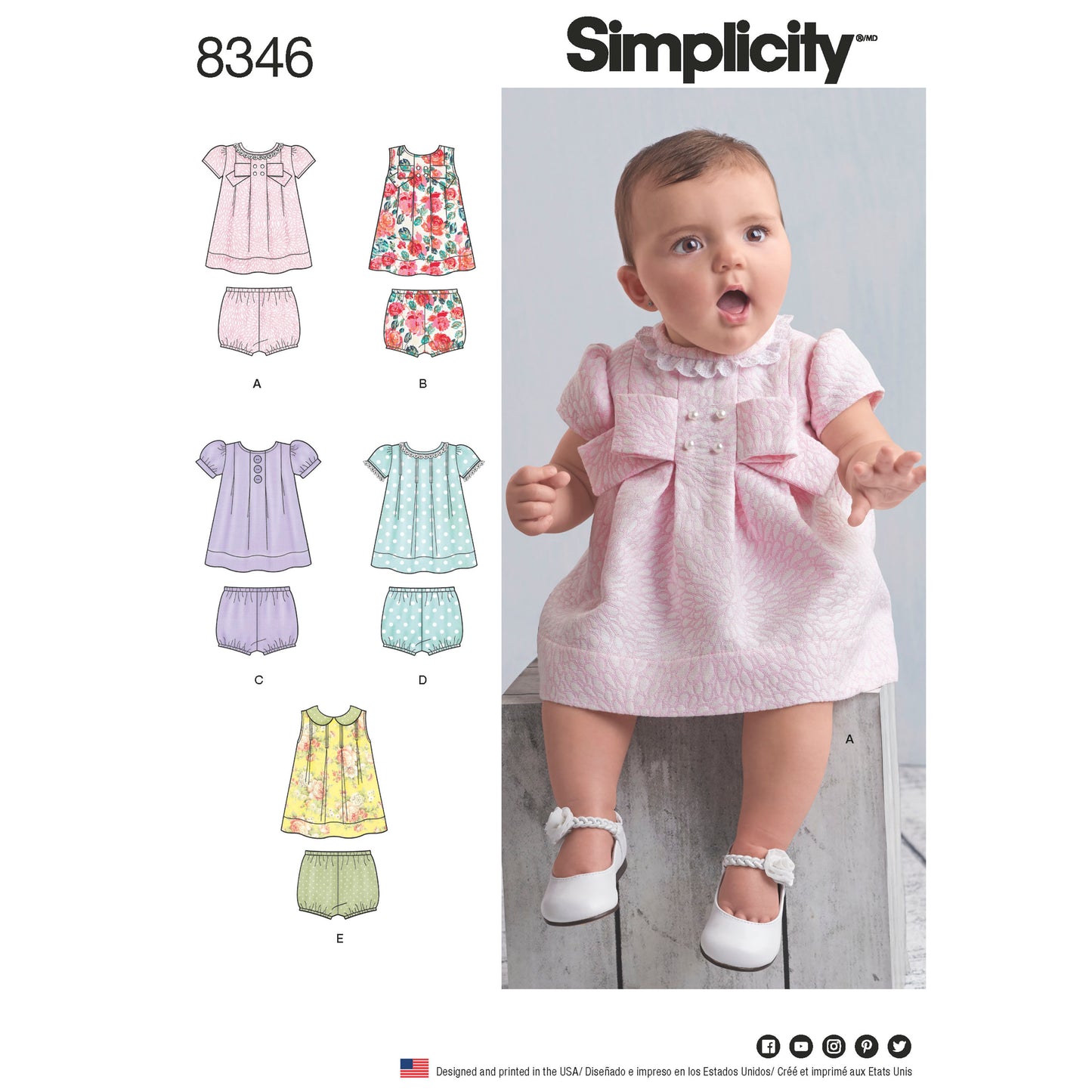 Symønster Simplicity 8346 - Kjole - Baby | Billede 2