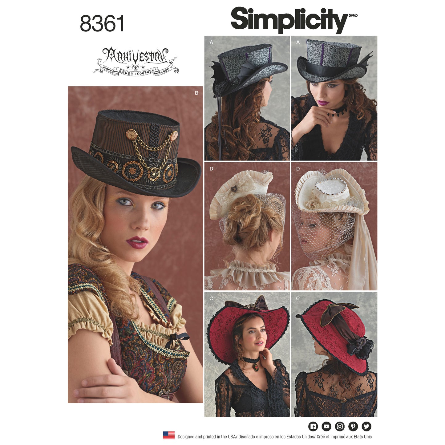 Symønster Simplicity 8361 - Top Kostume Nederdel - Hat - Karneval | Billede 9
