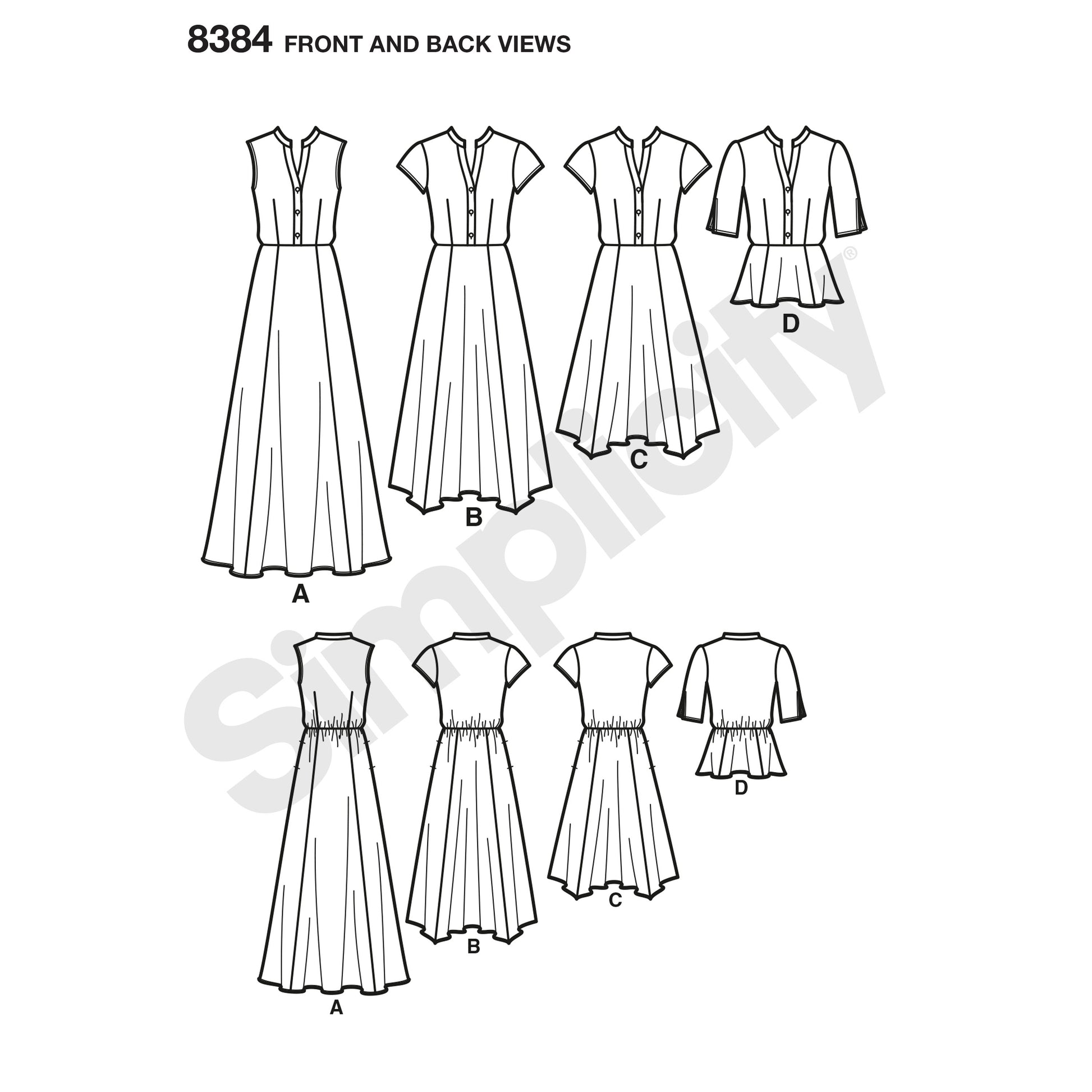 Symønster Simplicity 8384 - Kjole Top Skjorte - Dame | Billede 8