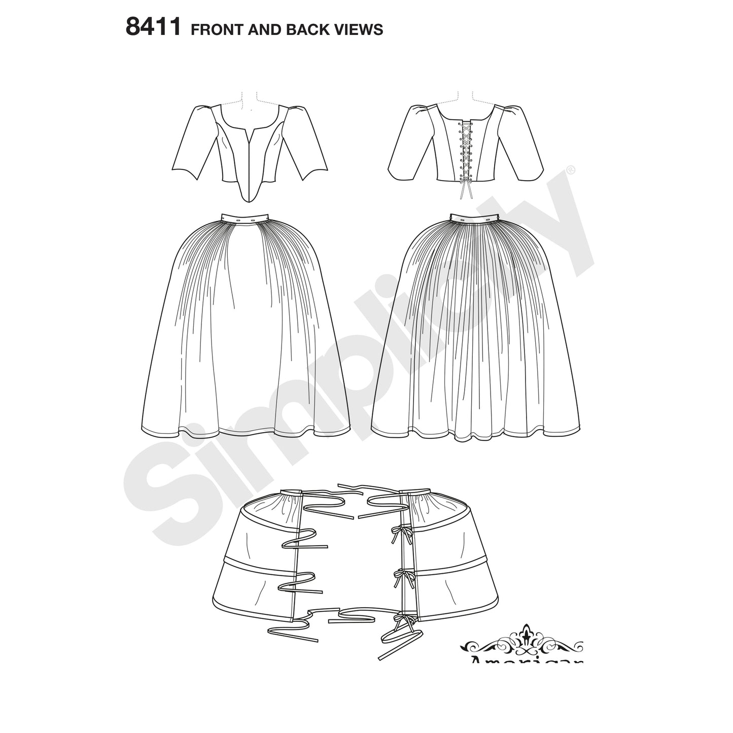 Symønster Simplicity 8411 - Kjole Frakke Kostume Nederdel - Dame - Karneval | Billede 8