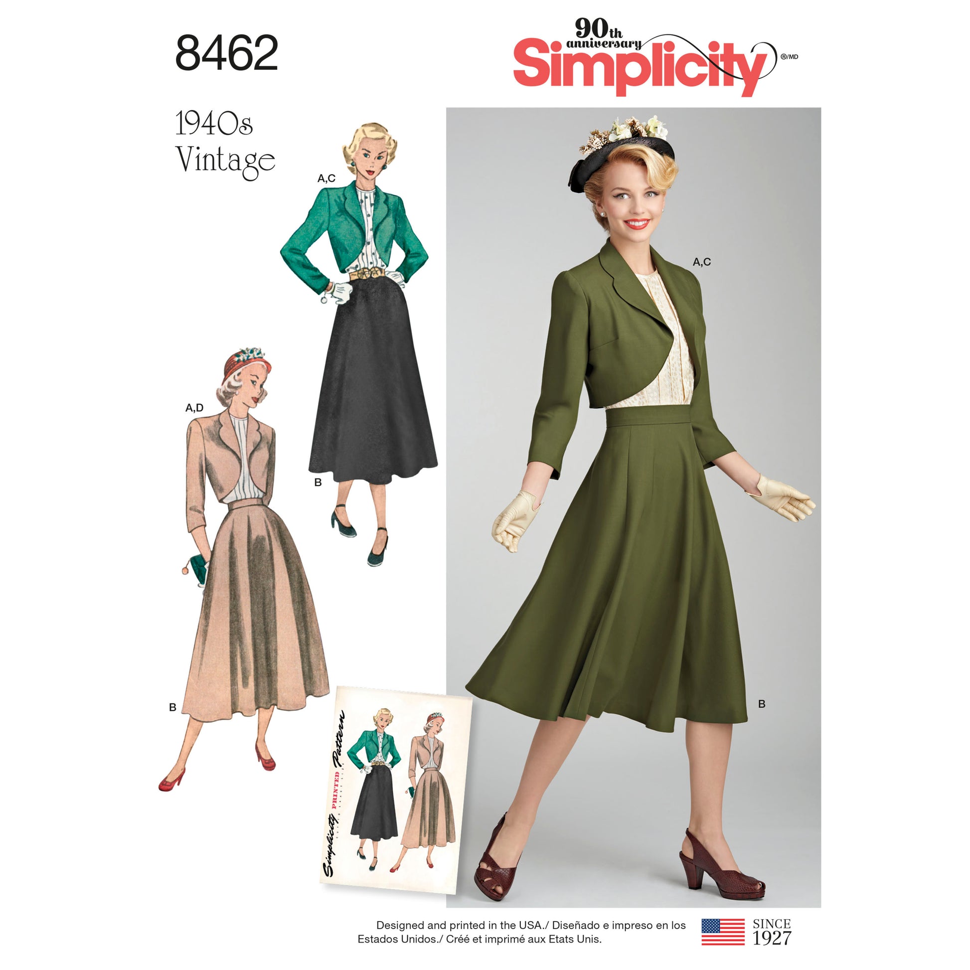 Symønster Simplicity 8462 - Bluse Nederdel Vintage Jakke Kostume - Dame | Billede 6