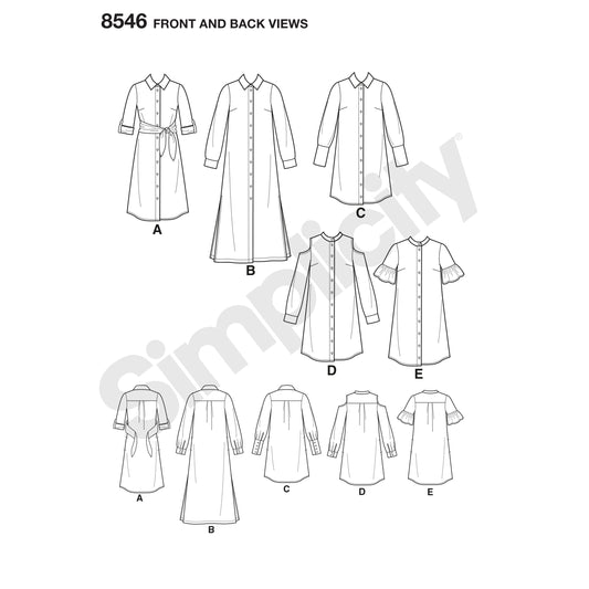 Symønster Simplicity 8546 - Kjole Skjorte - Dame | Billede 2