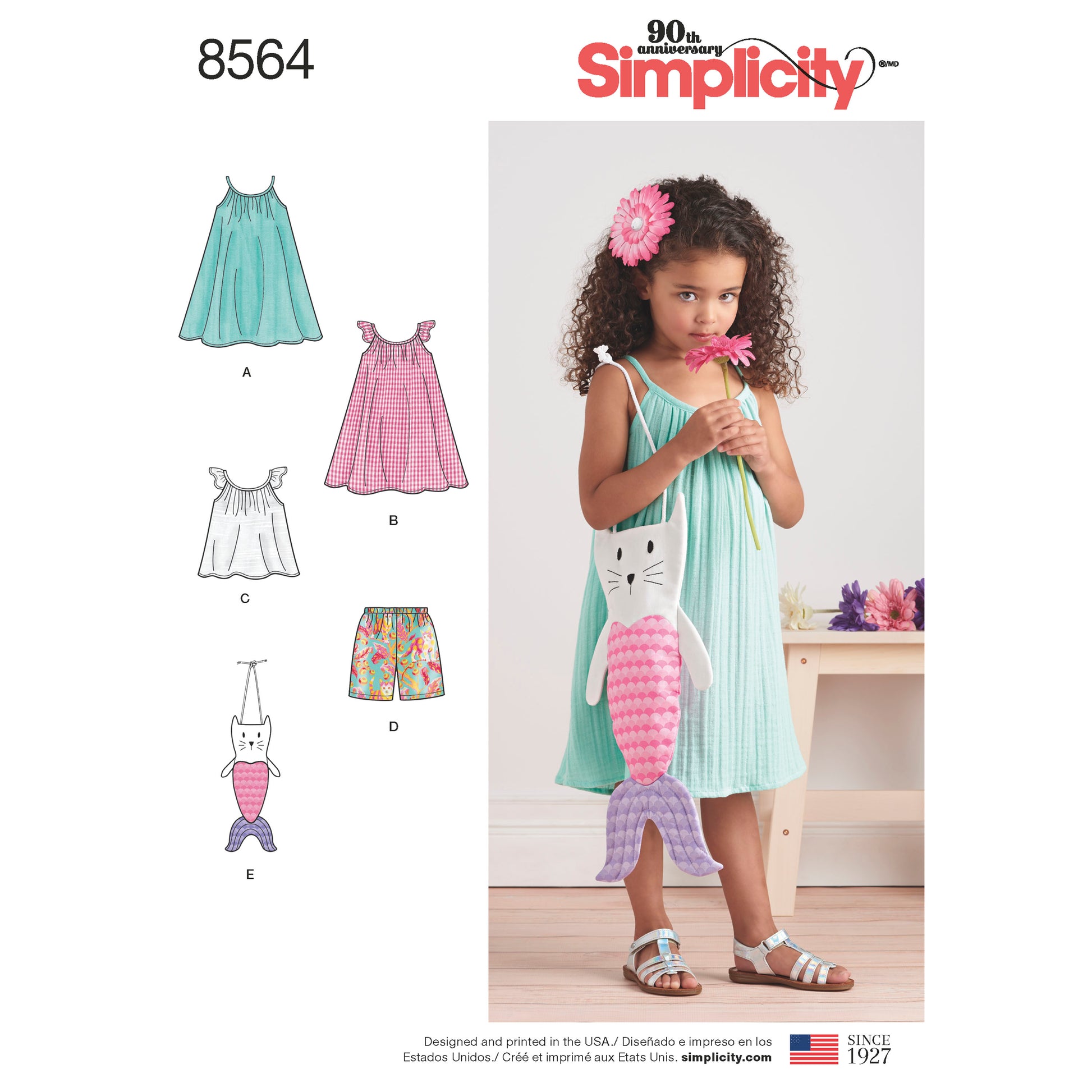 Symønster Simplicity 8564 - Kjole Top Shorts - Pige | Billede 1
