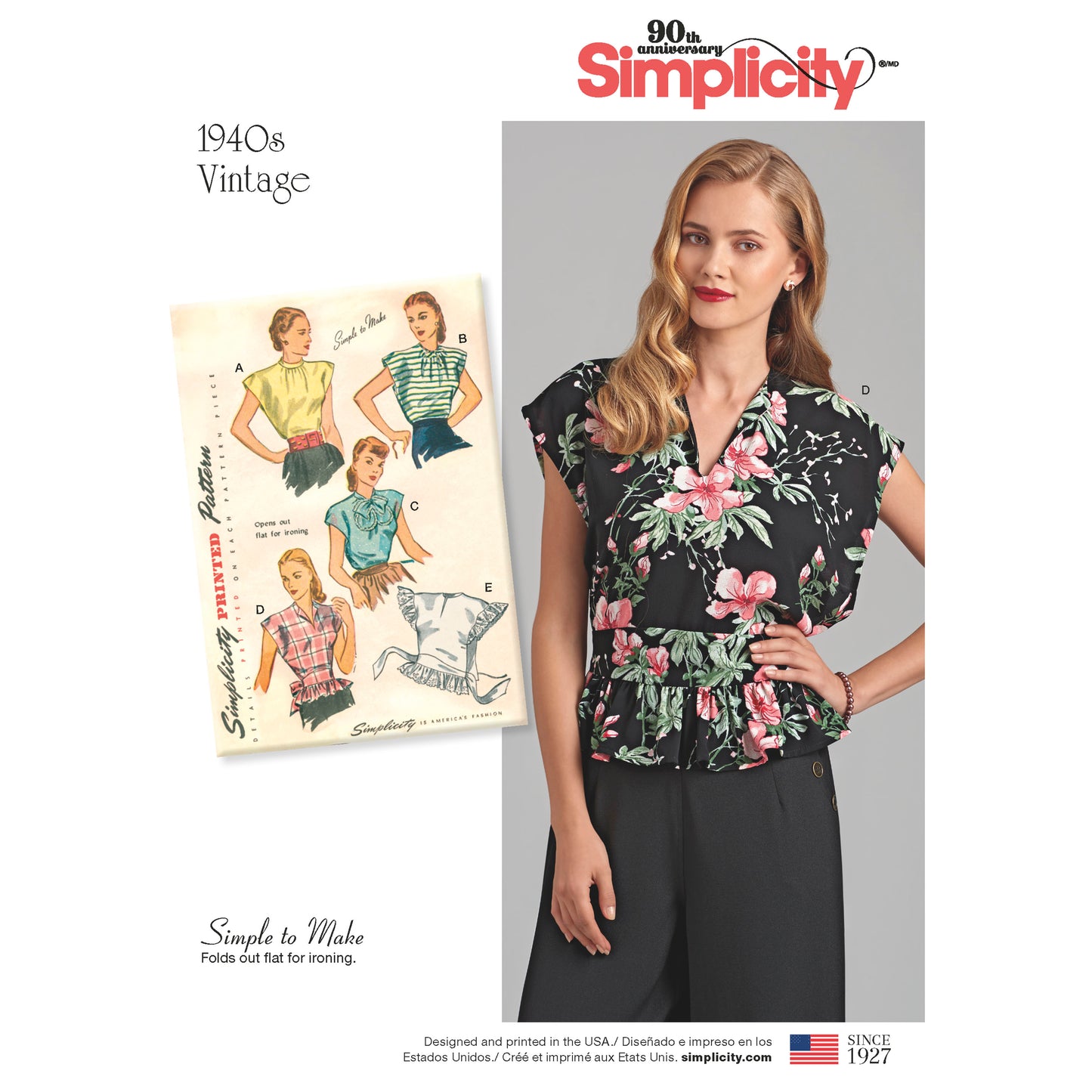 Symønster Simplicity 8593 - Bluse Vintage - Dame | Billede 1