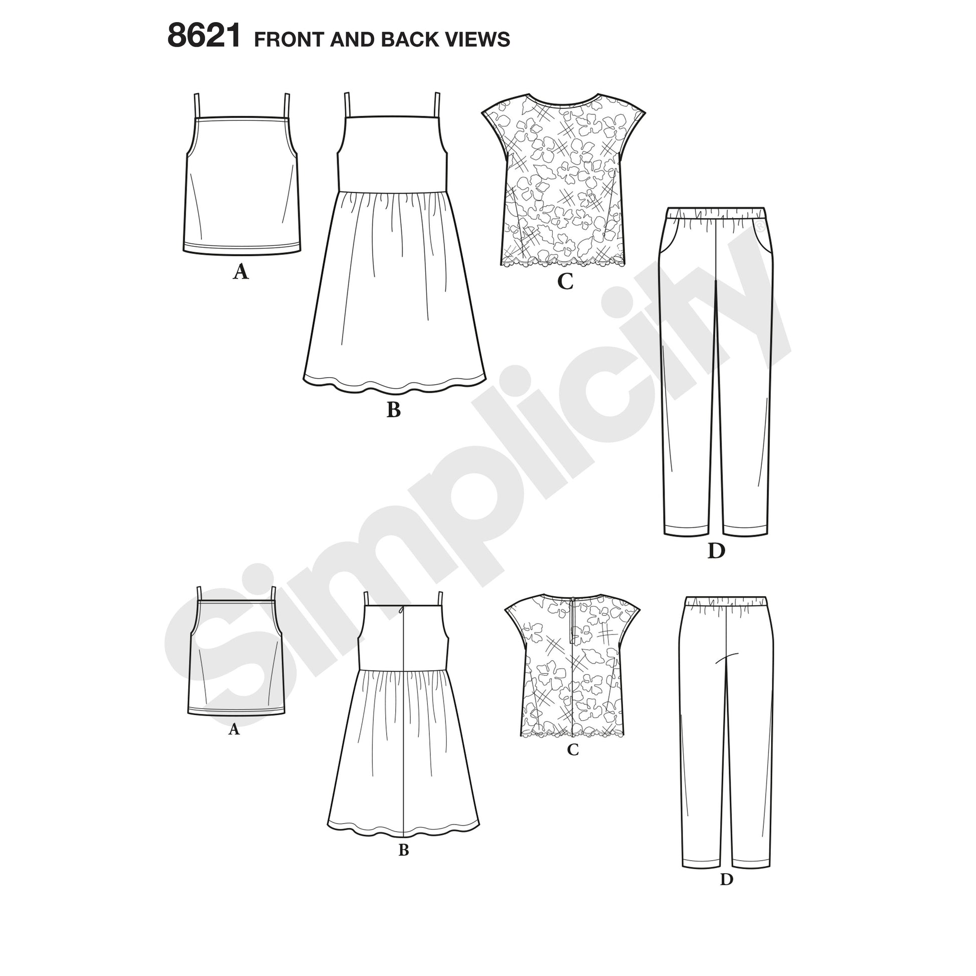 Symønster Simplicity 8621 - Kjole Top Bukser - Pige - Påske | Billede 8