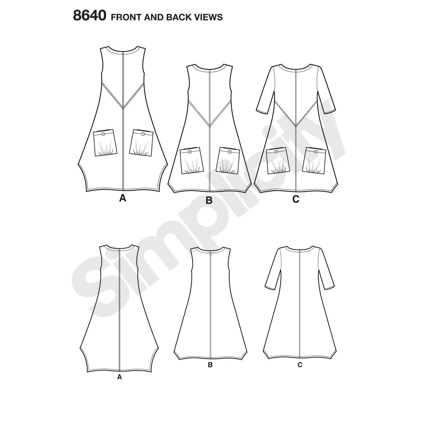 Symønster Simplicity 8640 - Kjole Tunika - Dame | Billede 9