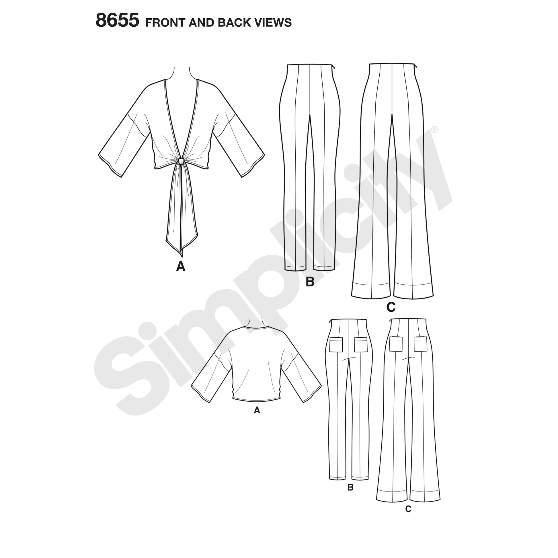 Symønster Simplicity 8655 - Bluse Top Bukser - Dame | Billede 7