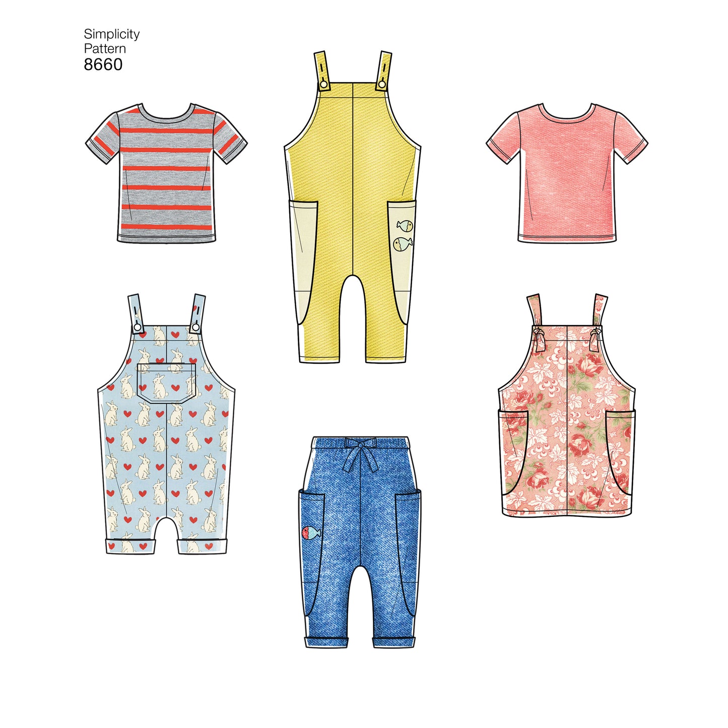 Symønster Simplicity 8660 - Top Bukser Skjorte - Baby - Idræt | Billede 1