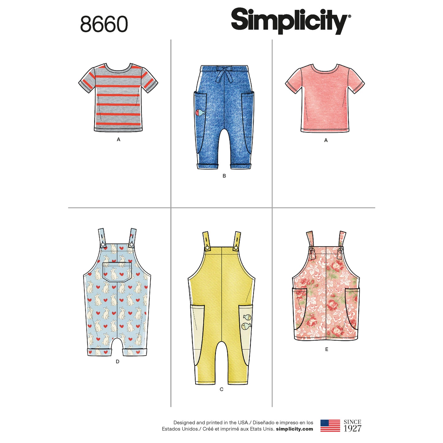 Symønster Simplicity 8660 - Top Bukser Skjorte - Baby - Idræt | Billede 3