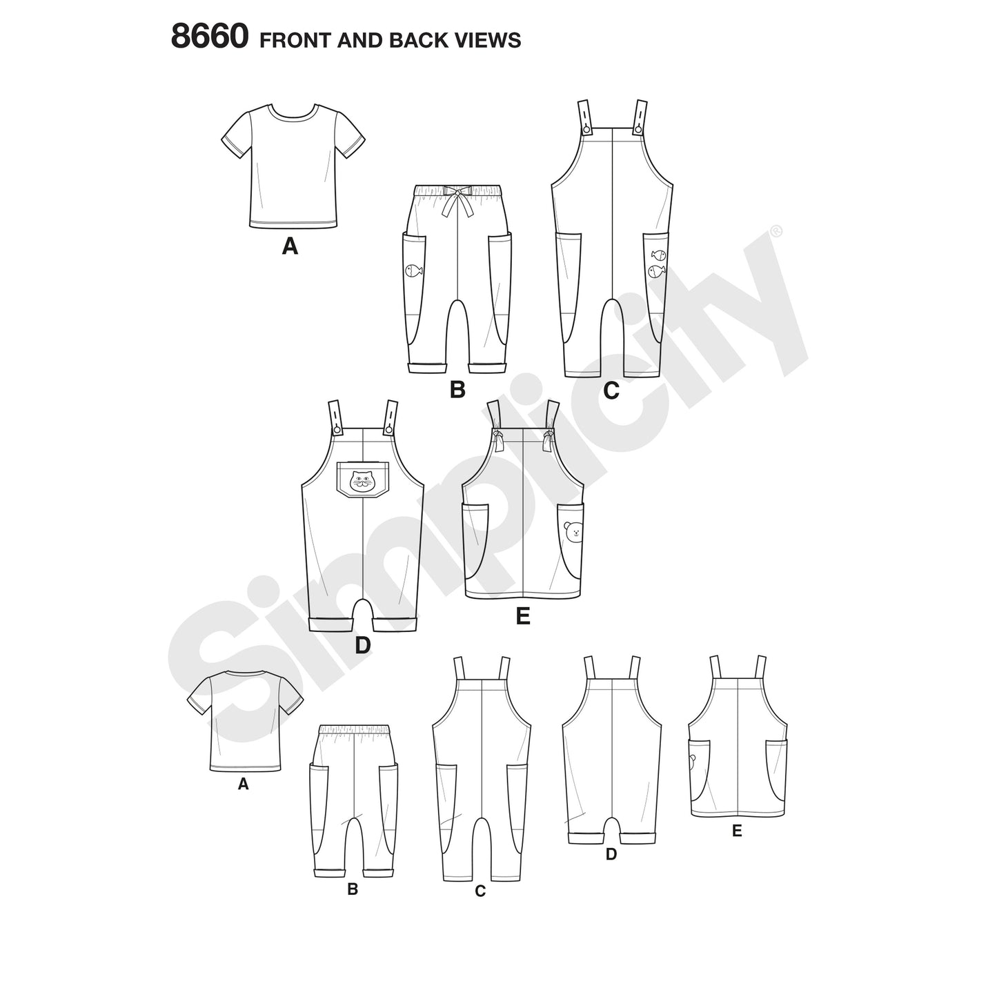 Symønster Simplicity 8660 - Top Bukser Skjorte - Baby - Idræt | Billede 4