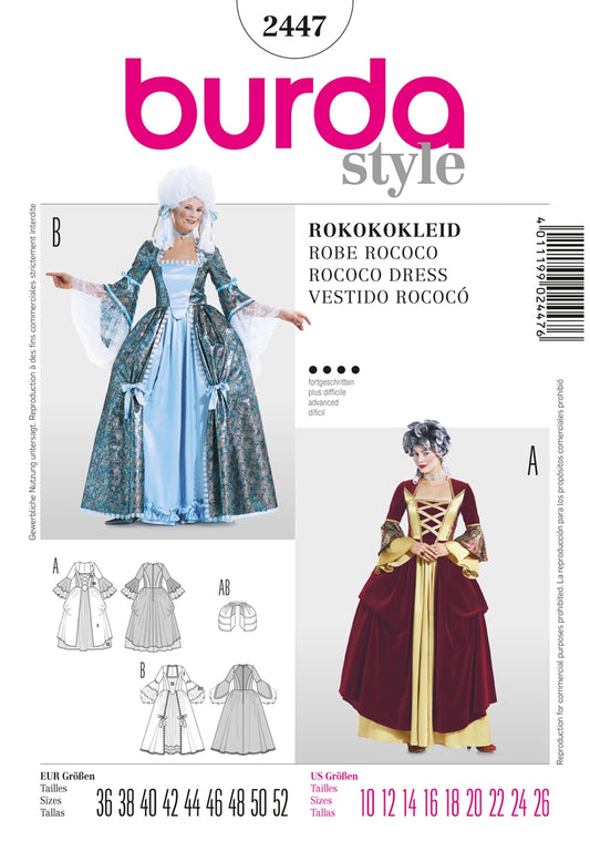 Symønster Burda 2447 - Nederdel Kjole Kostume - Dame - Karneval | Billede 1