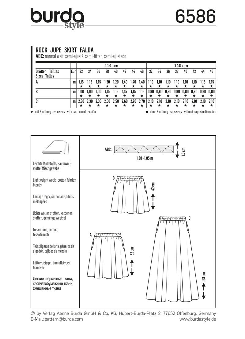 Symønster PDF symønster - Burda 6586 - Nederdel - Dame | Billede 5