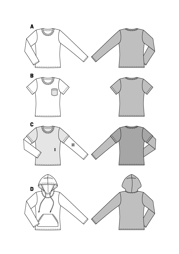 Symønster Burda 6602 - Skjorte Top - Dame Herre - Casual Idræt | Billede 3