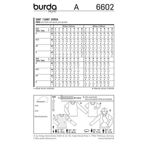 Symønster Burda 6602 - Skjorte Top - Dame Herre - Casual Idræt | Billede 2