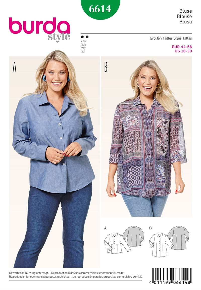 Symønster Burda 6614 - Bluse Skjorte Top - Dame | Billede 4